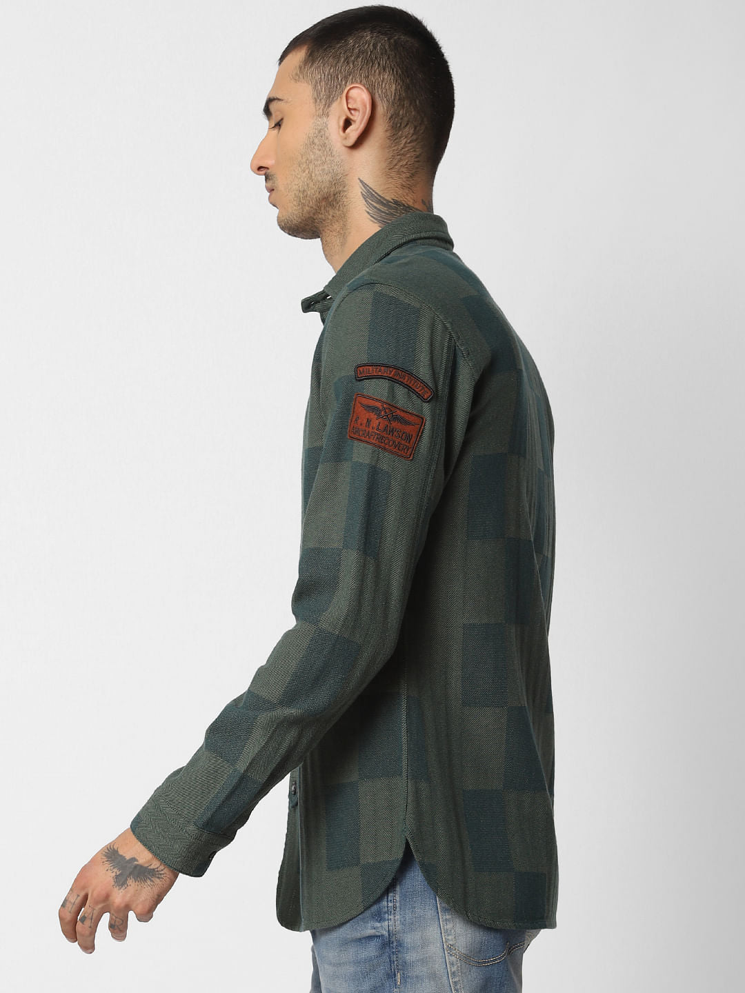Green Check Full Sleeves Shirt