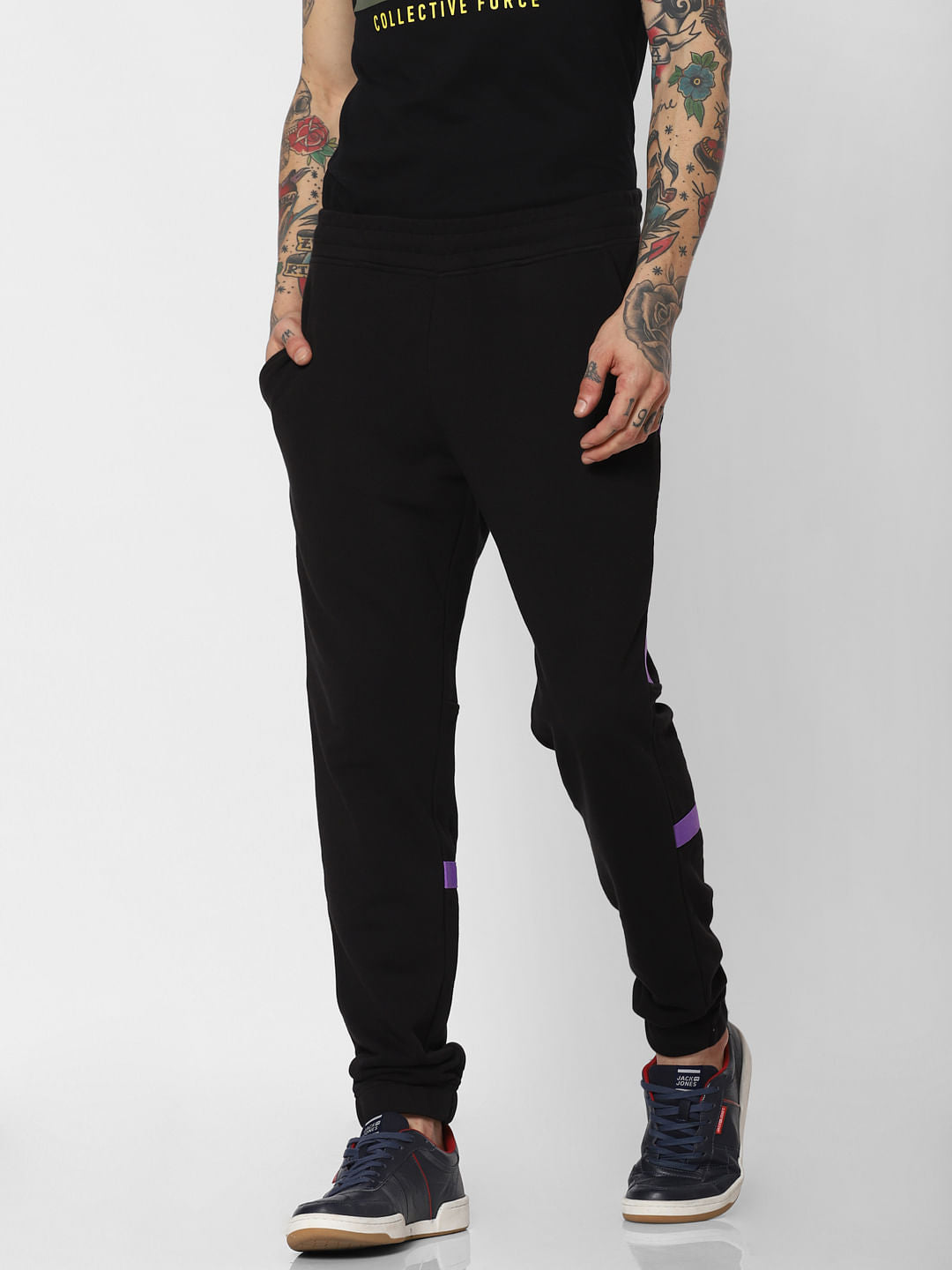 Black Tape Detail Sweatpants