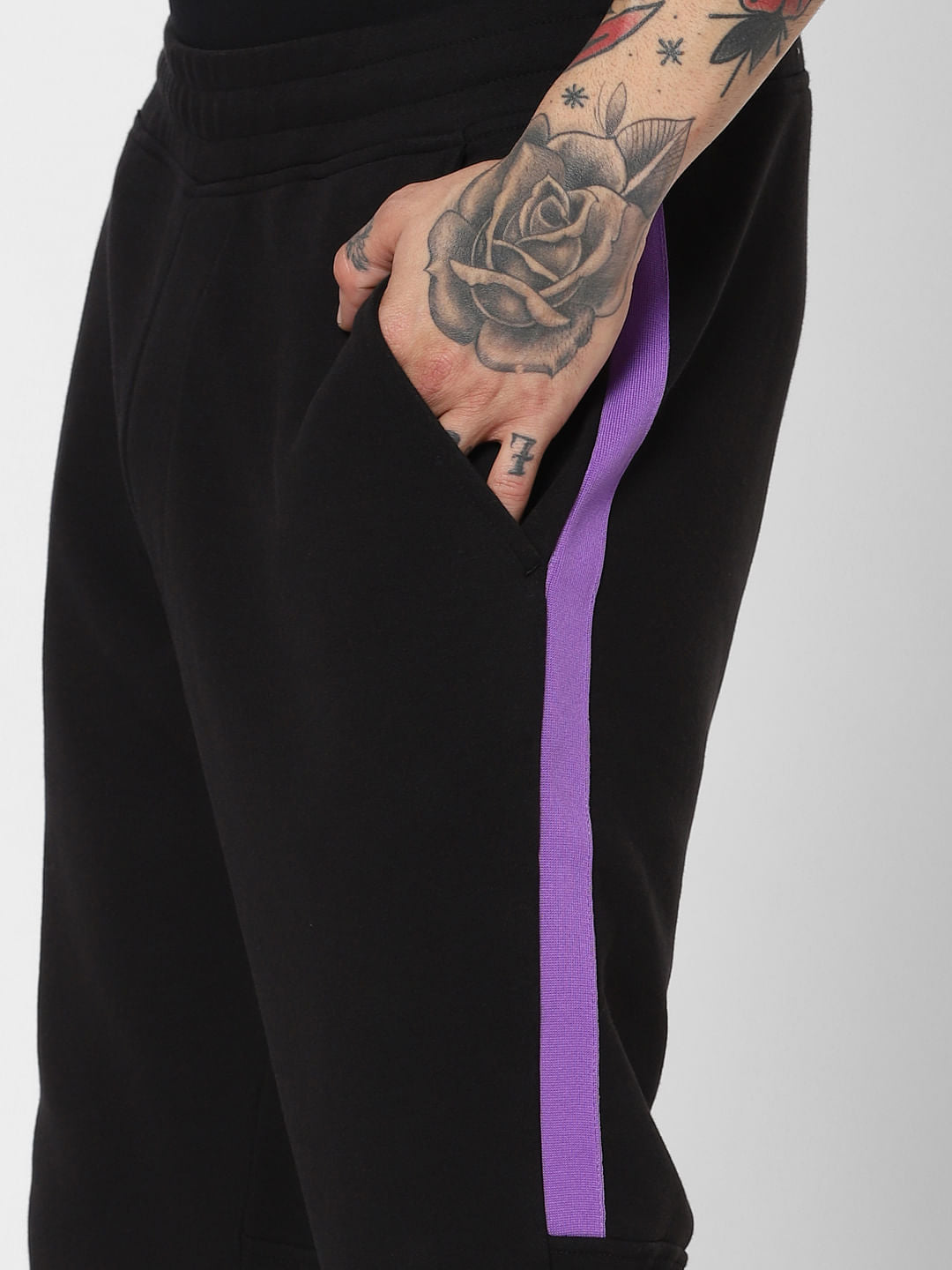 Black Tape Detail Sweatpants