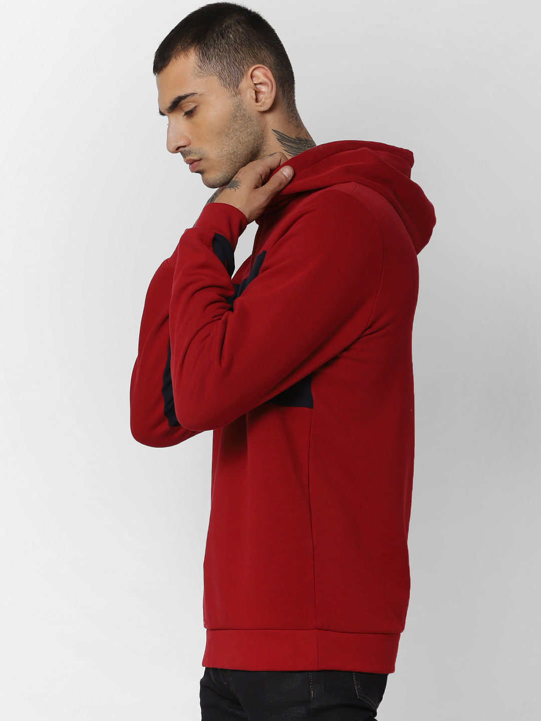 Red Logo Print Hooded Sweatshirt