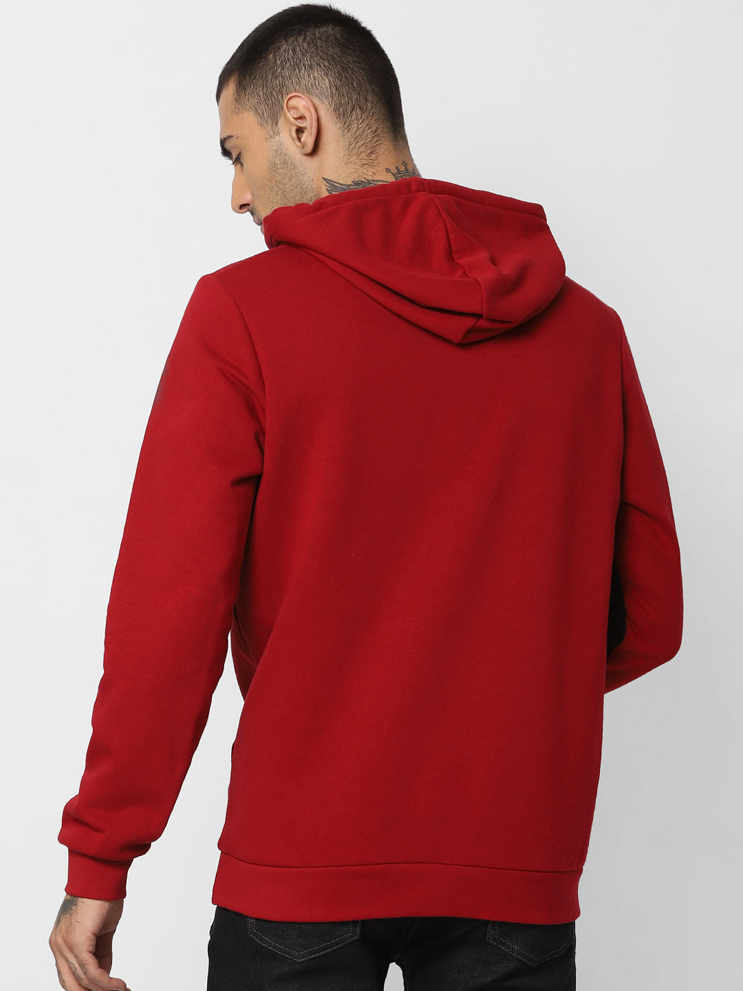 Red Logo Print Hooded Sweatshirt