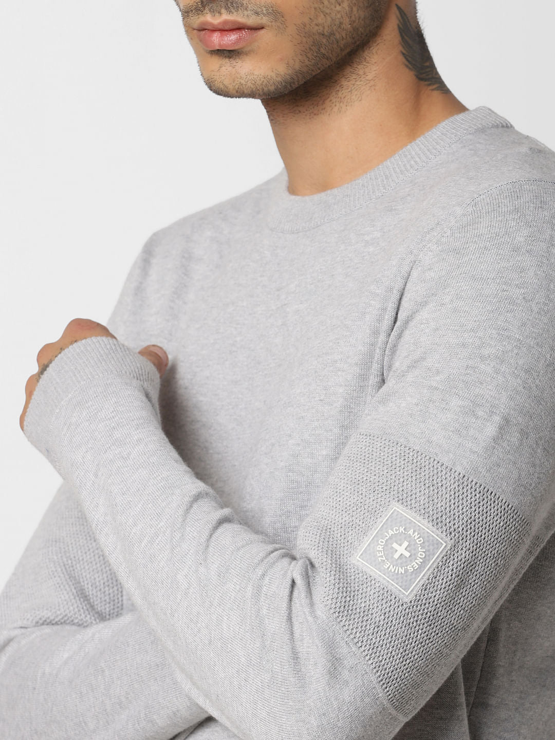 Light Grey Logo Print Pullover