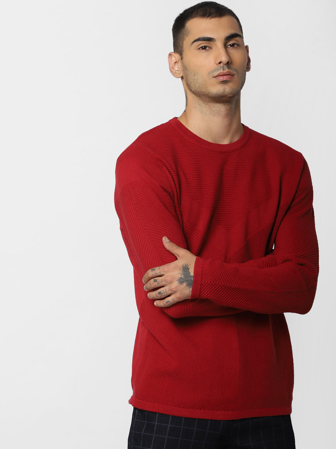 Red Textured Pullover