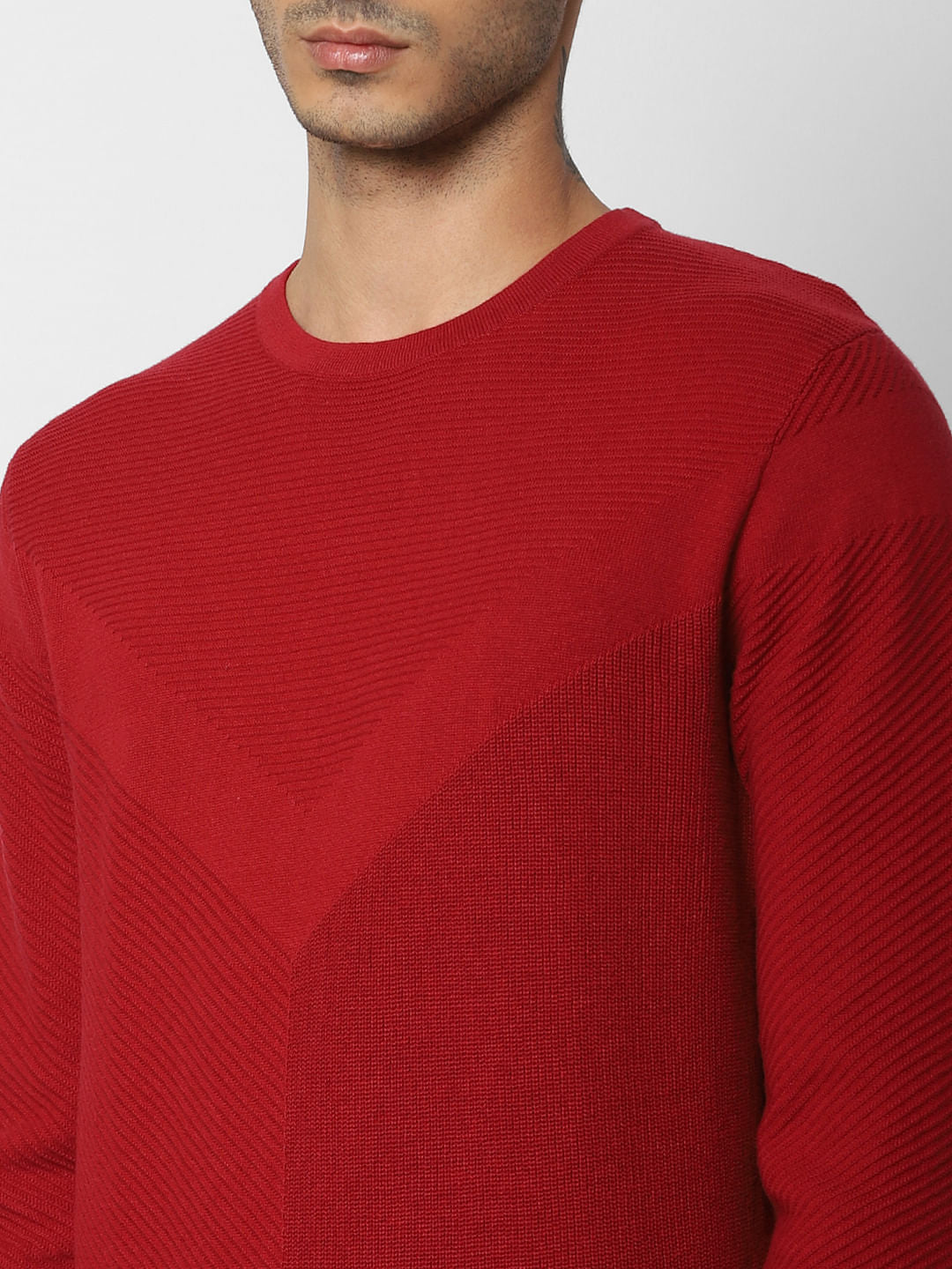 Red Textured Pullover
