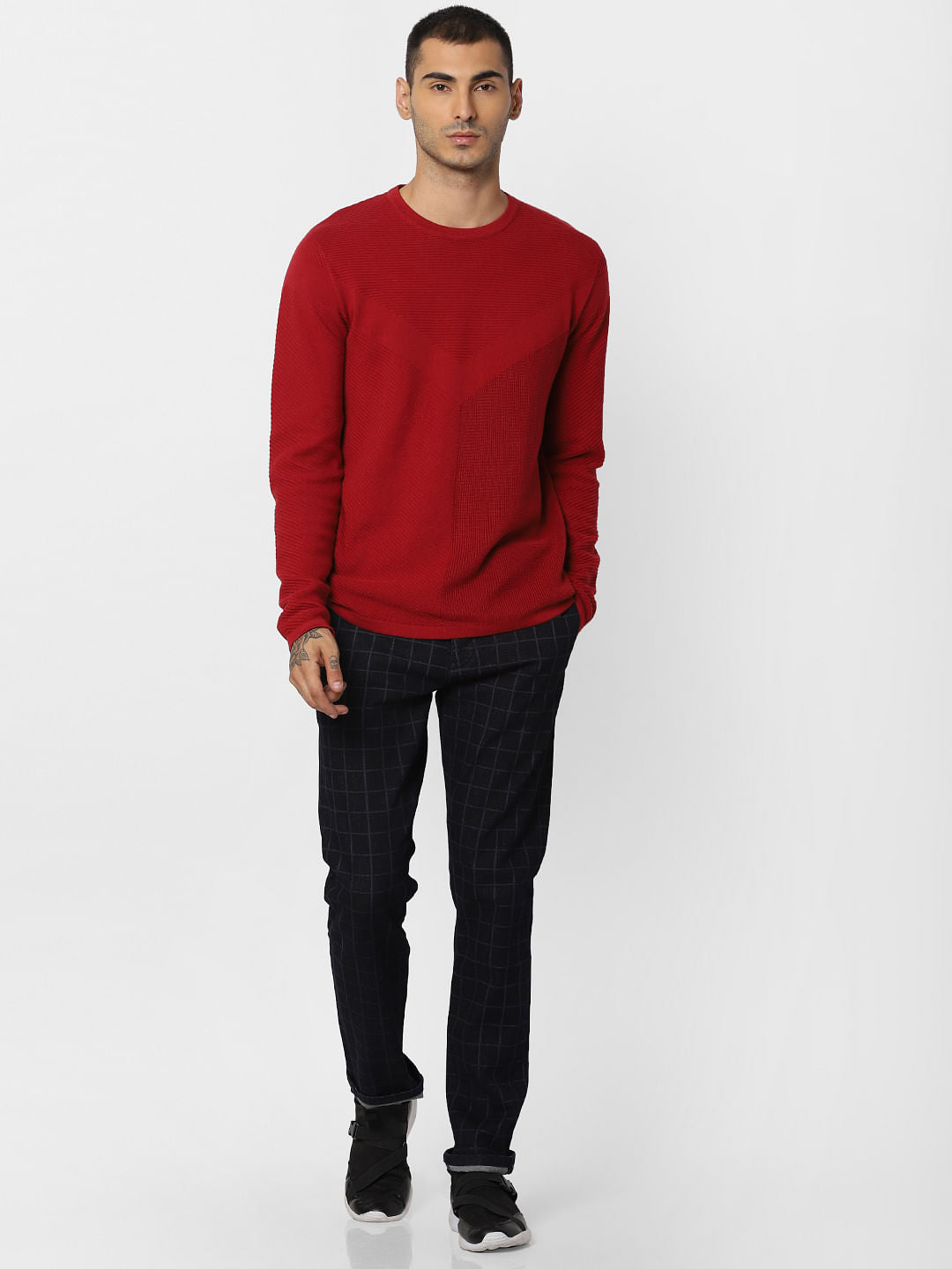 Red Textured Pullover
