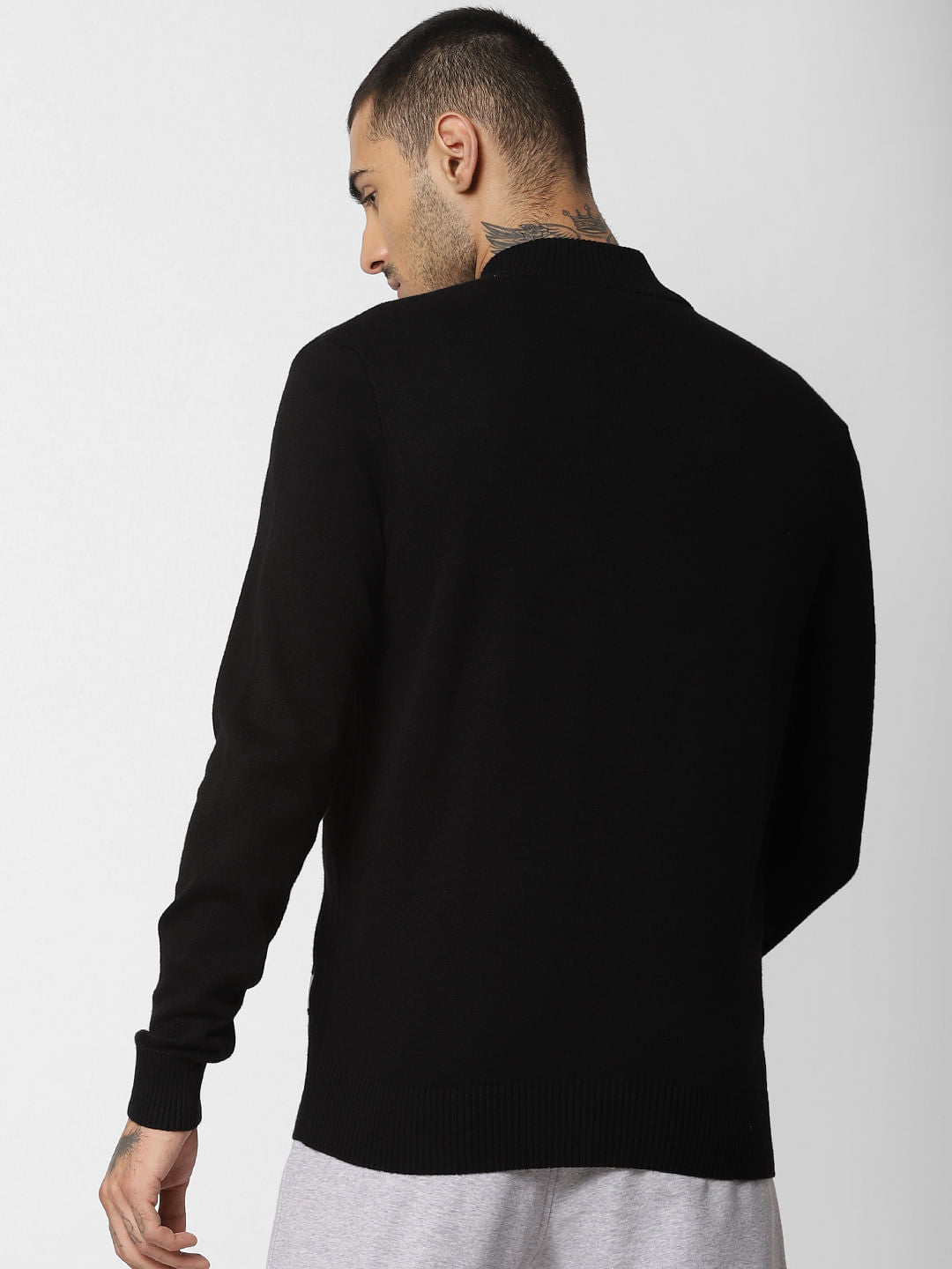 Black High Neck Zipped Cardigan