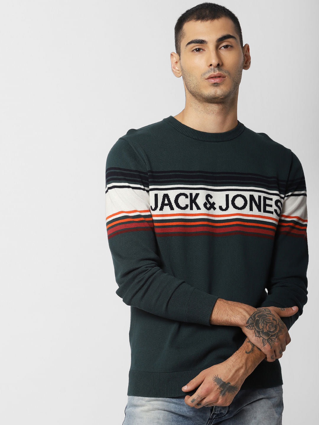 Green Logo Print Pullover