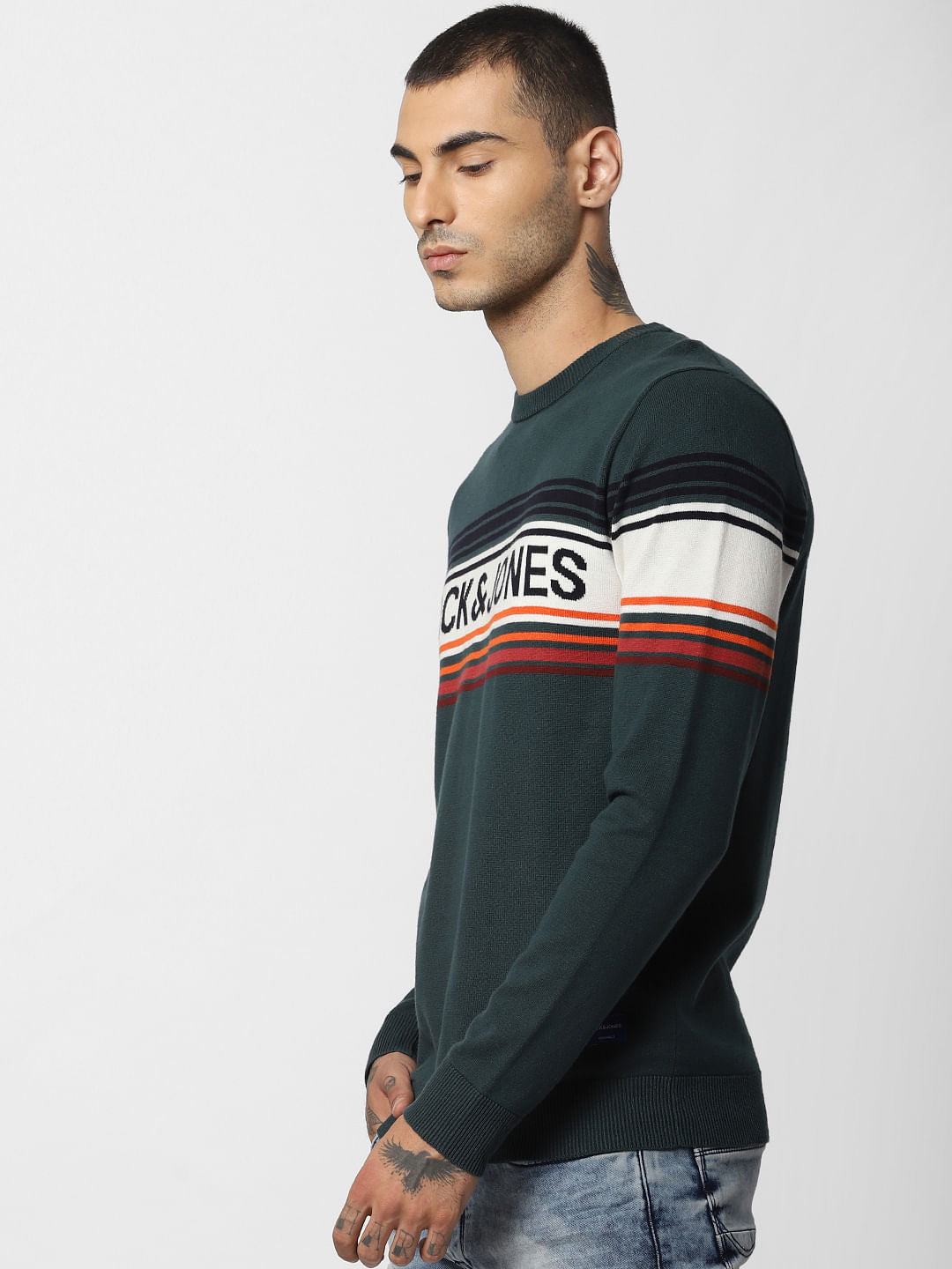 Green Logo Print Pullover