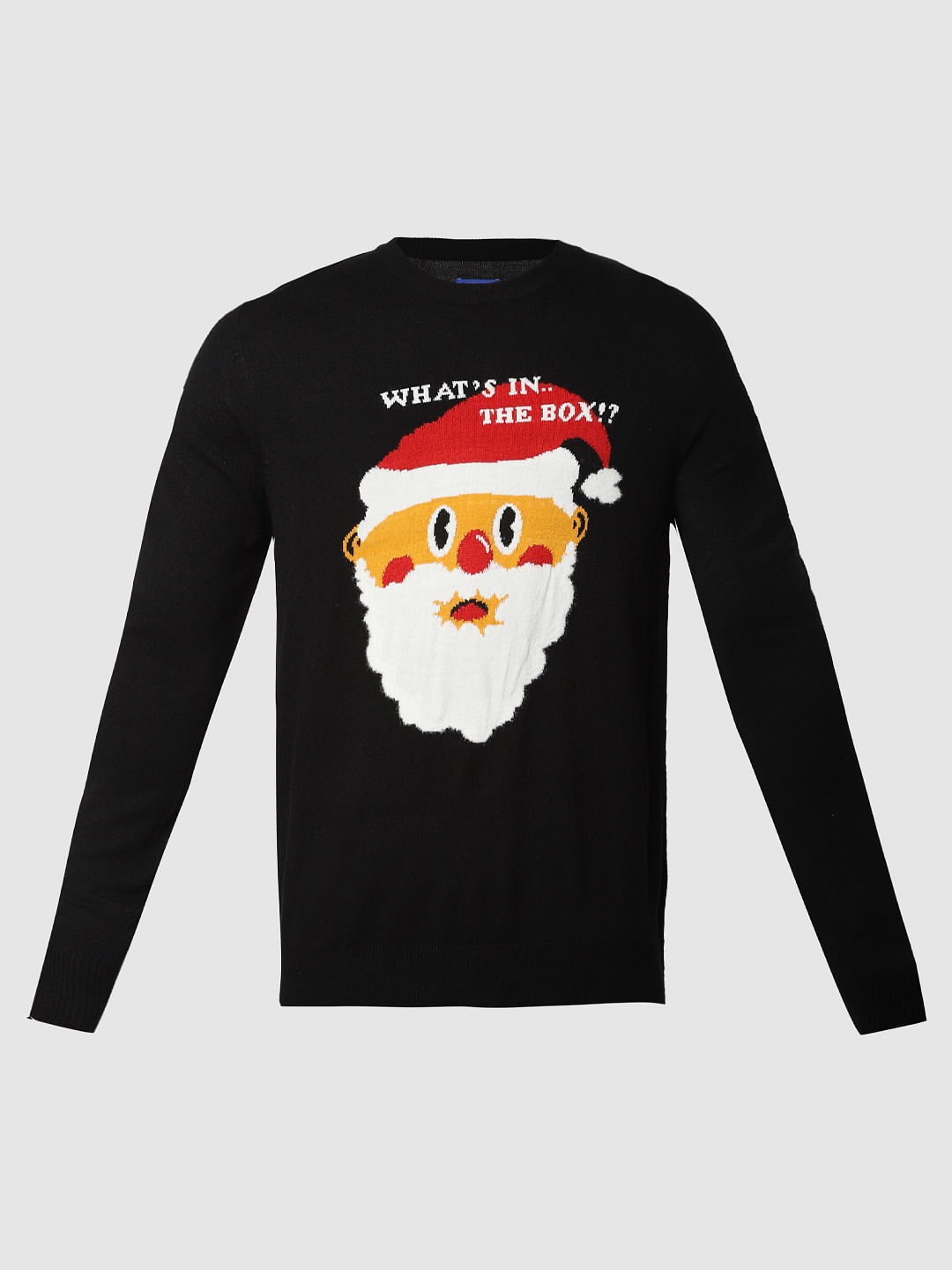 Black Santa Graphic Print Pullover