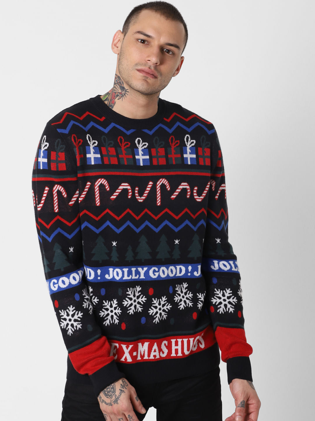 Black Printed Pullover