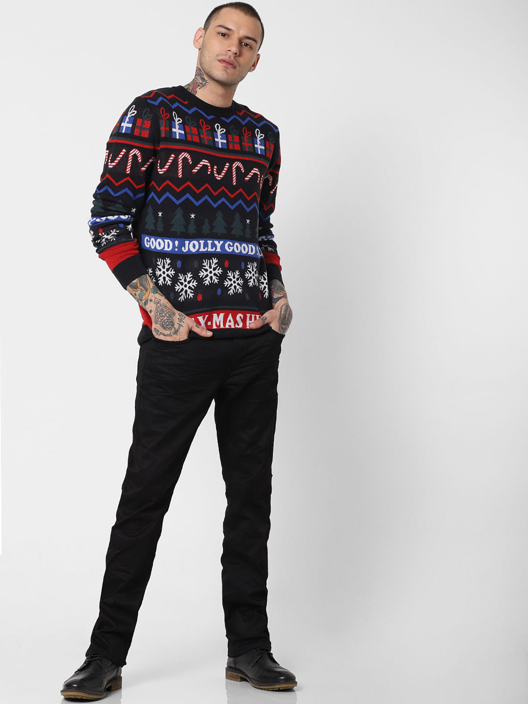 Black Printed Pullover