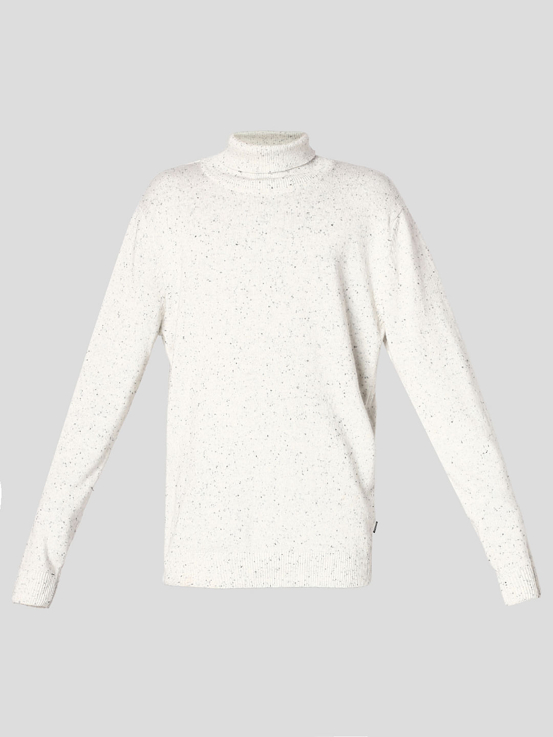 White Printed High Neck Pullover