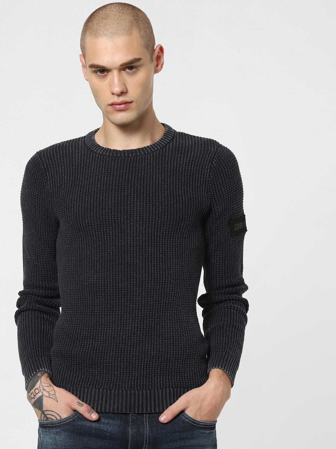 Black Textured Pullover