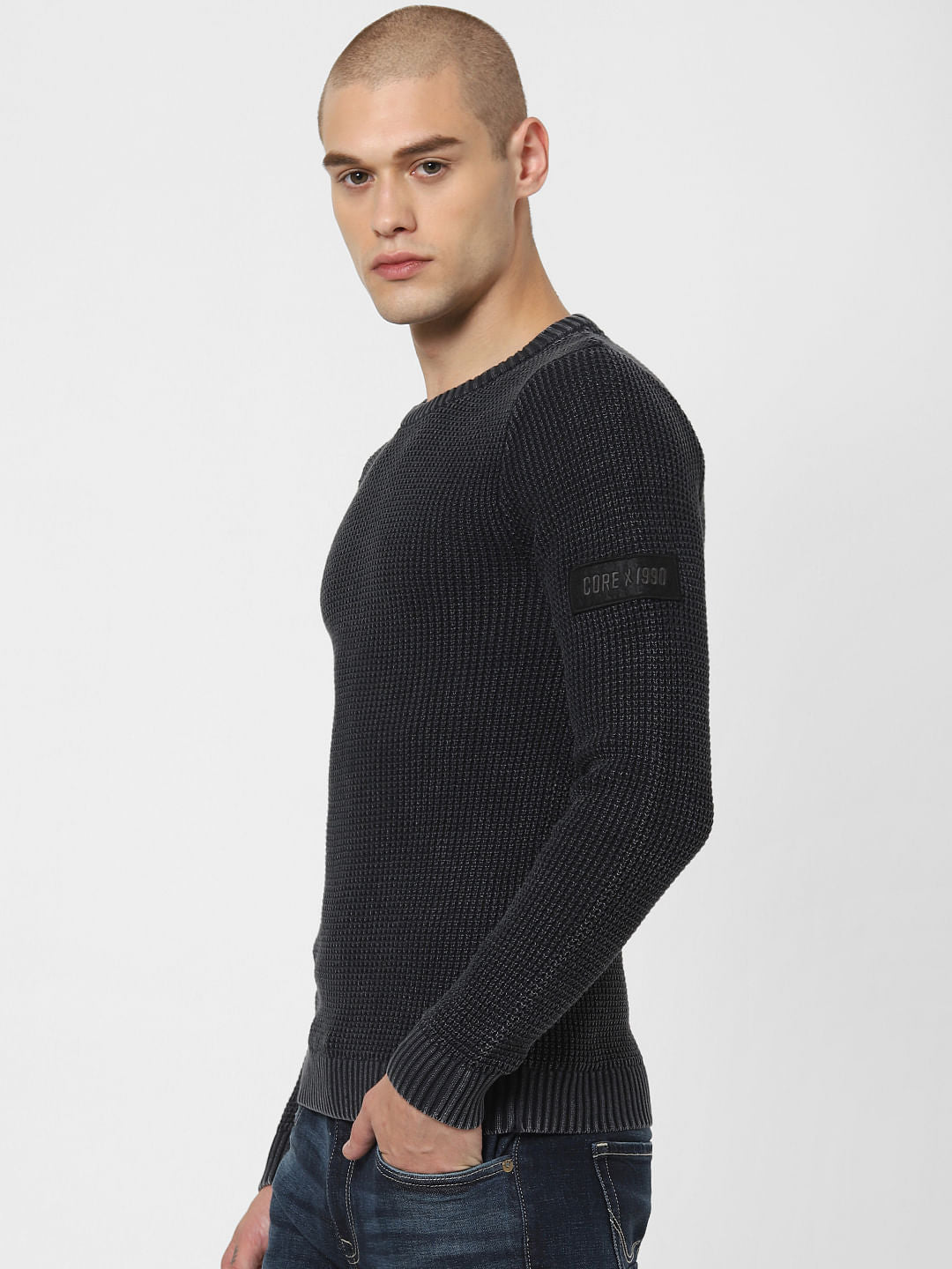 Black Textured Pullover