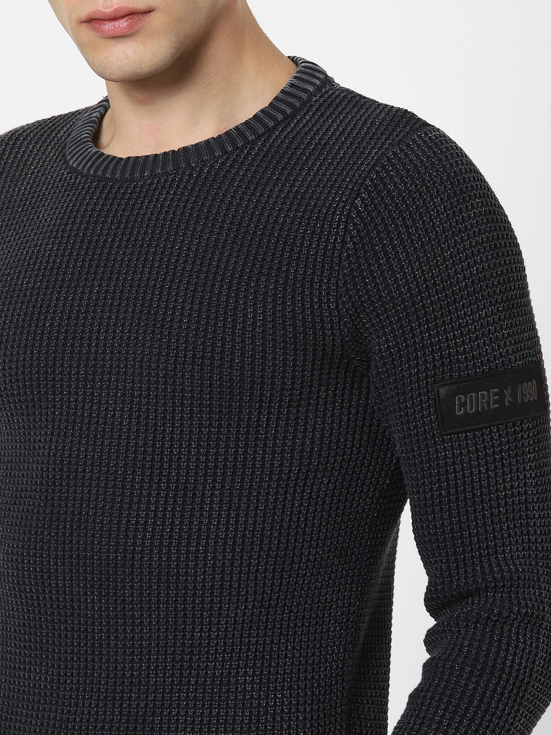 Black Textured Pullover