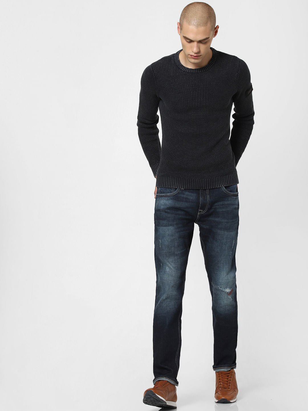 Black Textured Pullover
