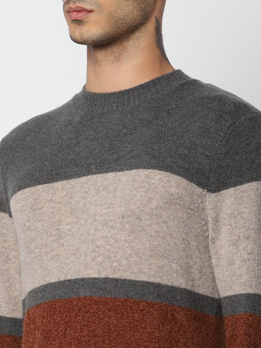 Grey Colourblocked Pullover