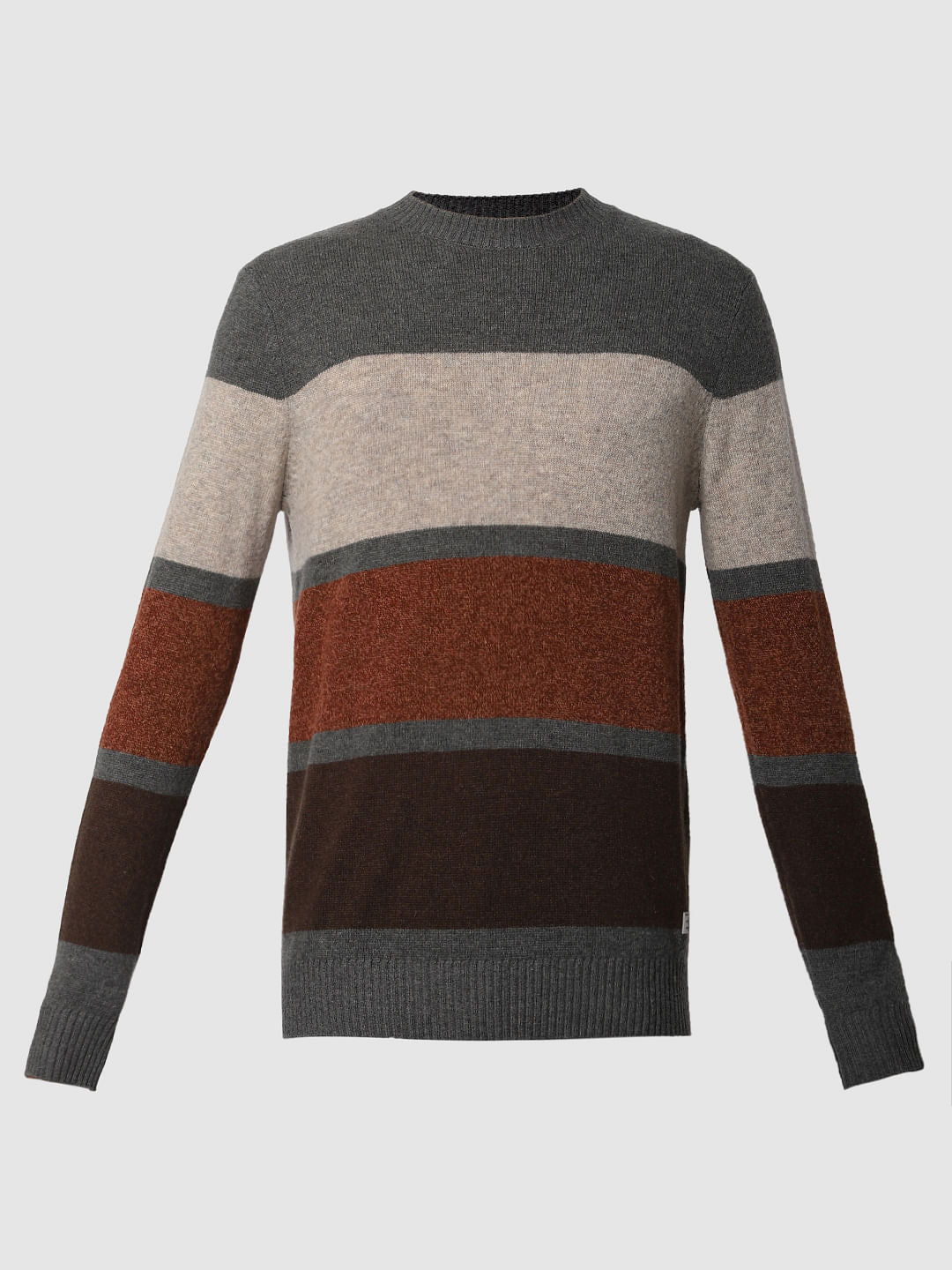 Grey Colourblocked Pullover