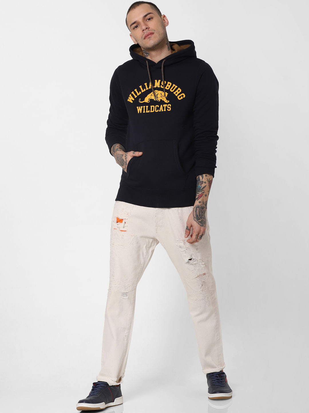 Navy Blue Hooded Sweatshirt