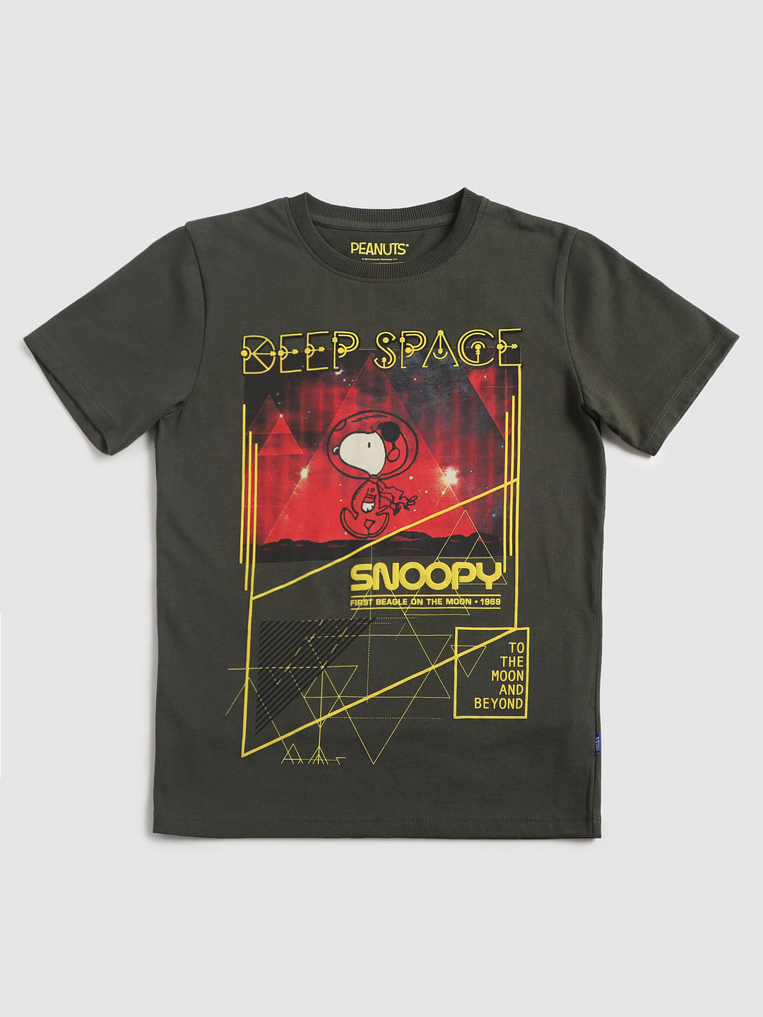X Snoopy Dark Green Snoopy Graphic Crew Neck T-Shirt