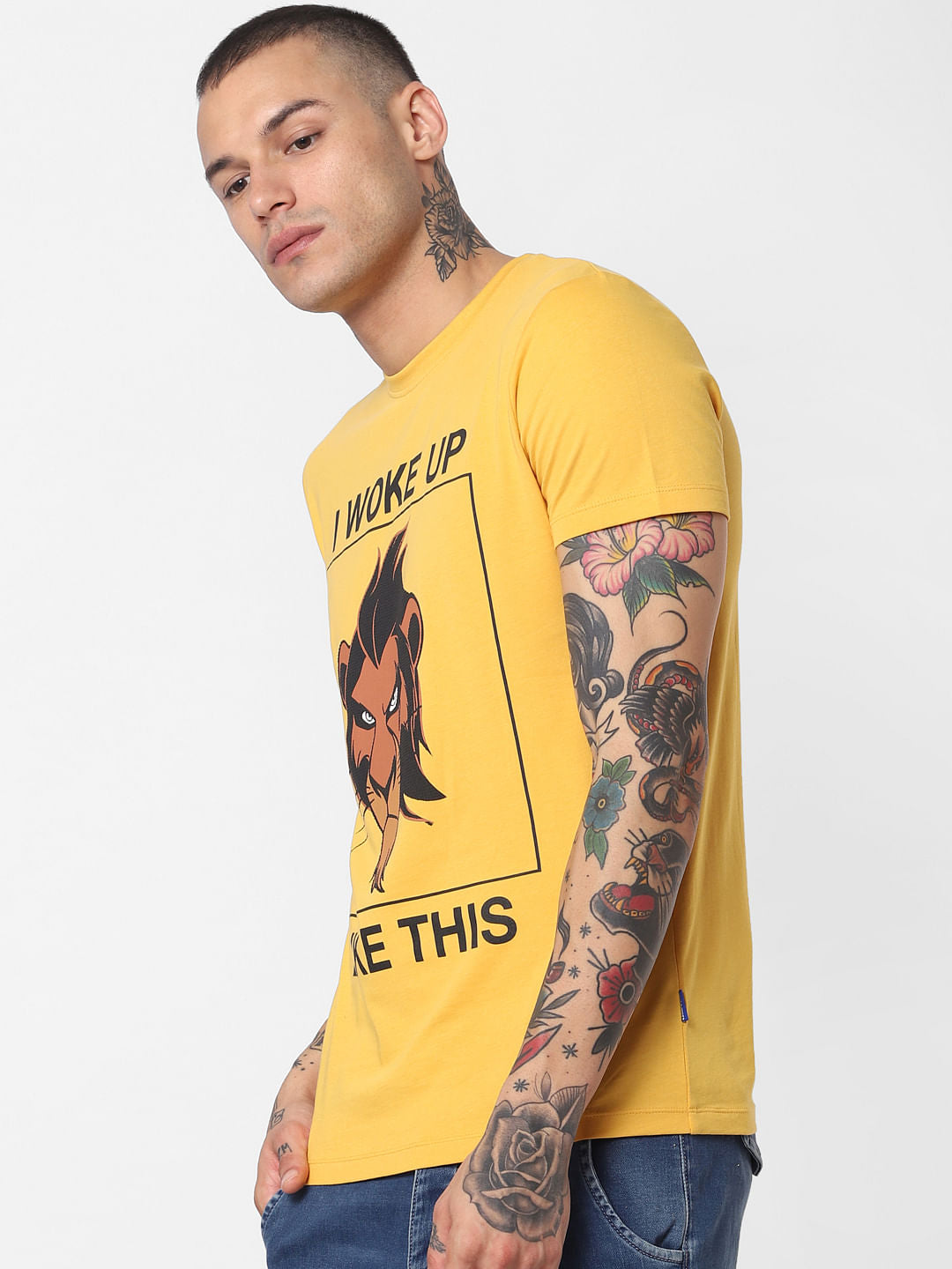 X Lion King Yellow Scar Print Crew Neck T-Shirt