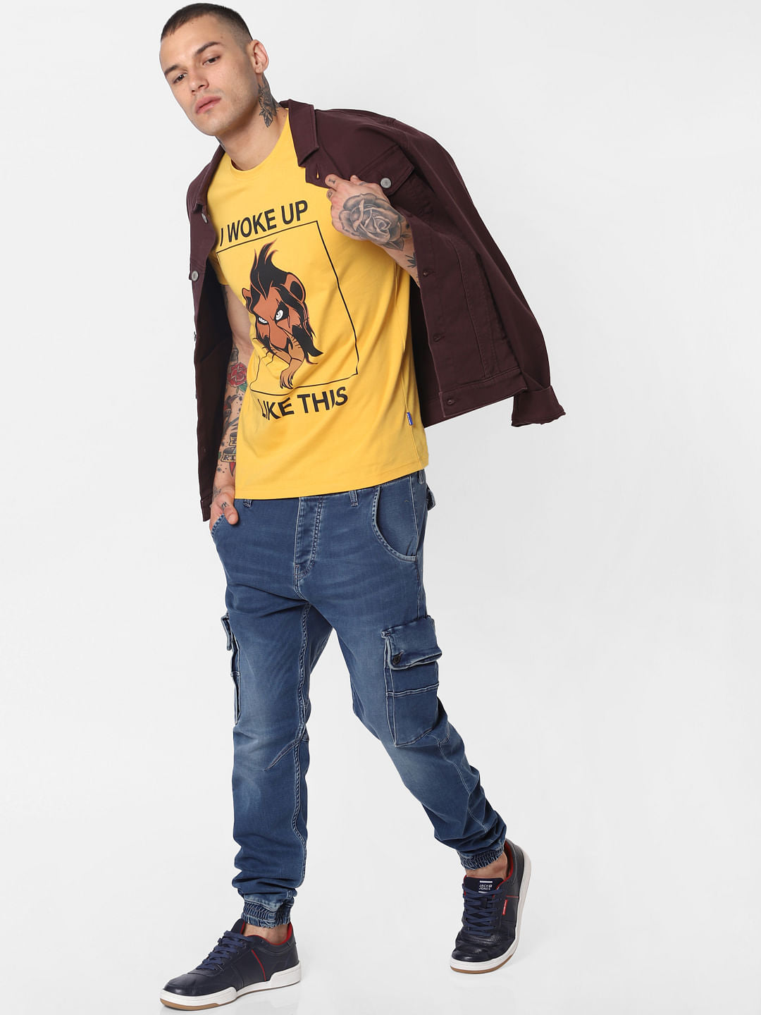X Lion King Yellow Scar Print Crew Neck T-Shirt
