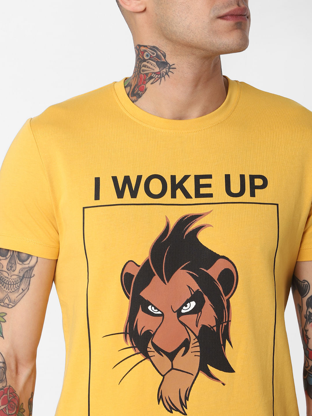 X Lion King Yellow Scar Print Crew Neck T-Shirt