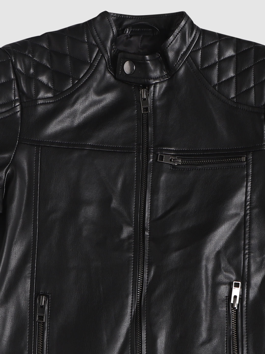 Boys Black Pu Biker Jacket