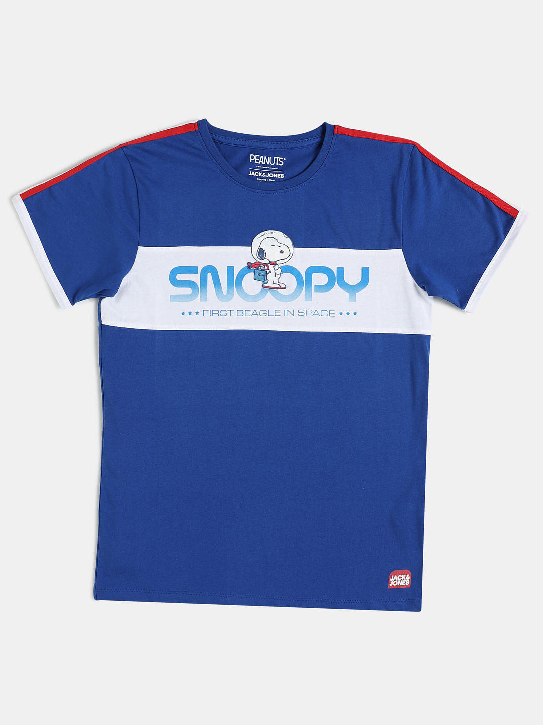 Boys Blue Snoopy Graphic Print Crew Neck T-shirt
