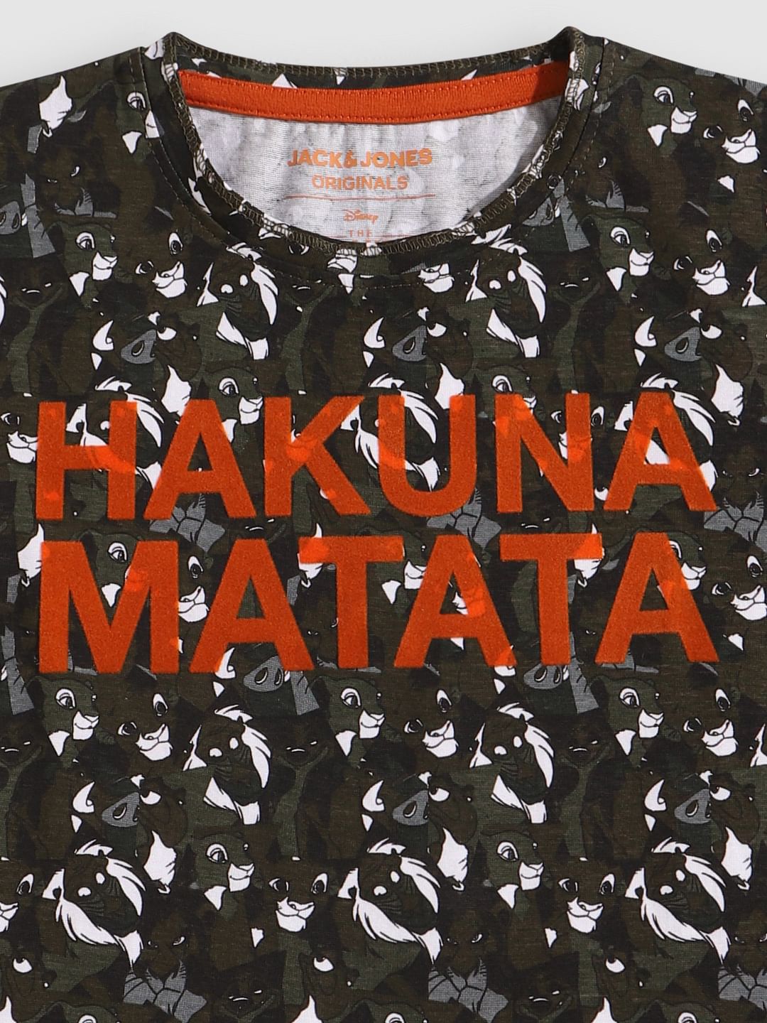 Boys X Lion King Green Hakuna Matata Crew Neck T-Shirt
