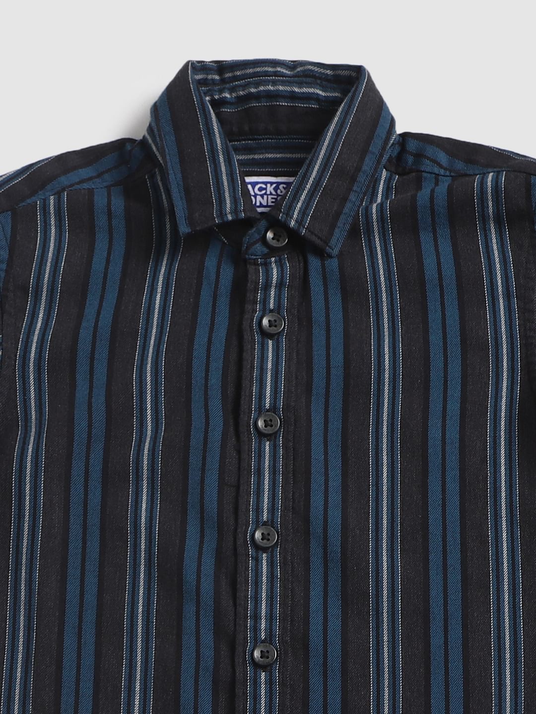 Boys Blue Striped Full Sleeves Shirt