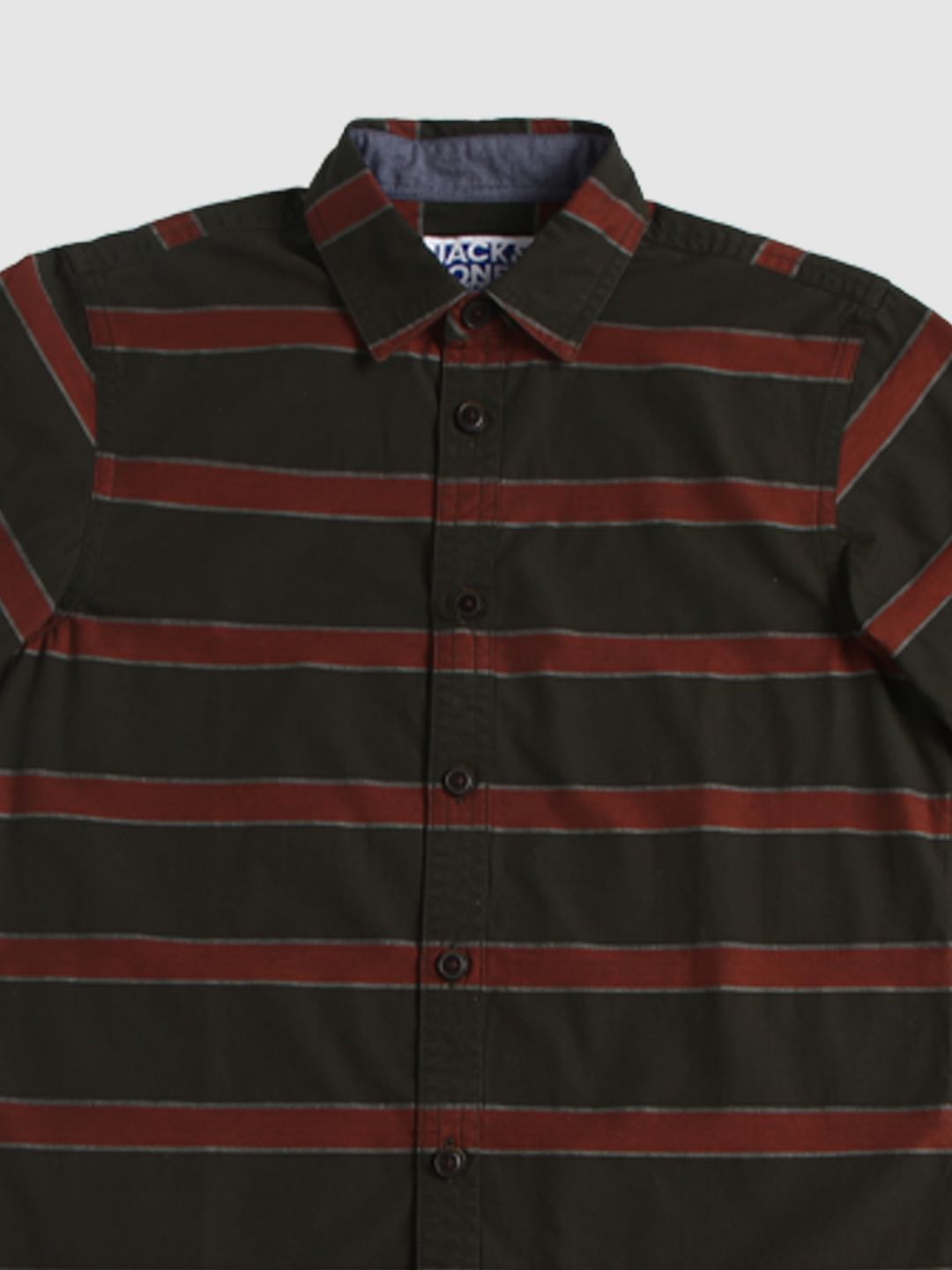 Boys Dark Green Striped Full Sleeves Shirt