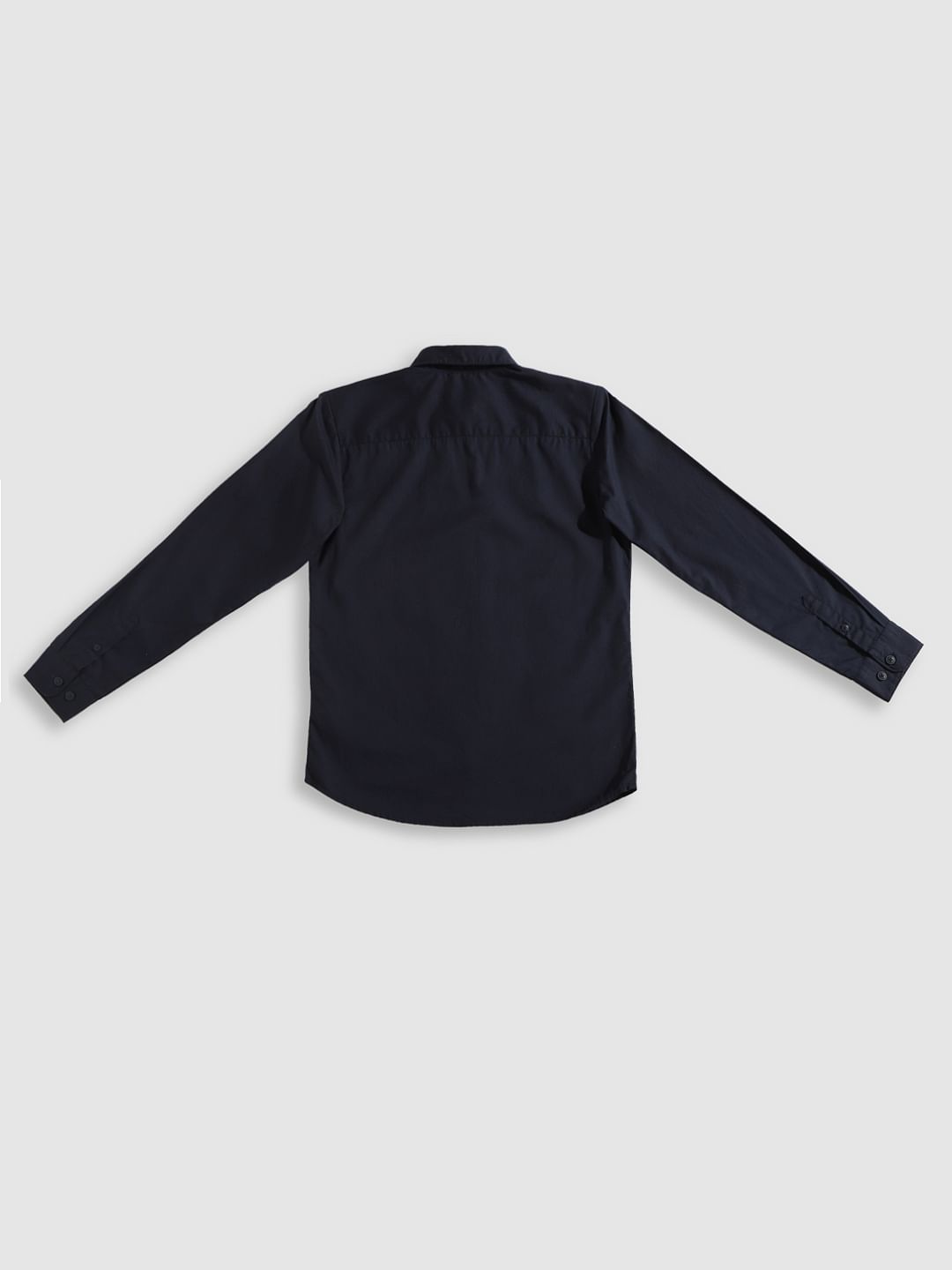 Boys Blue Patch Print Full Sleeves Shirt