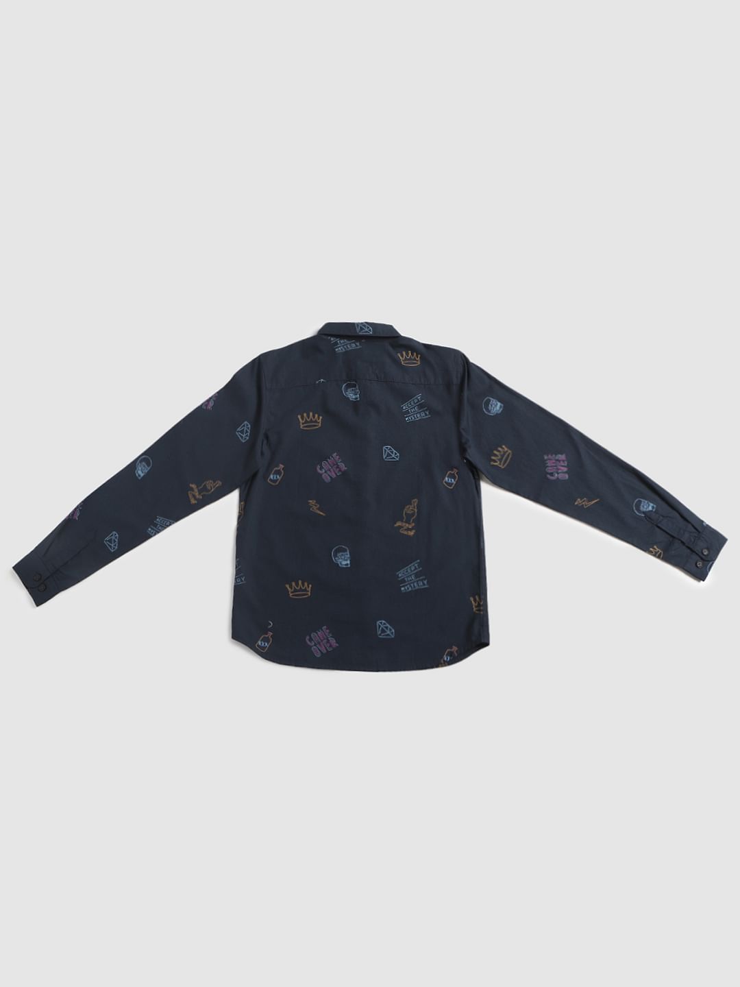 Boys Blue All Over Print Full Sleeves Shirt