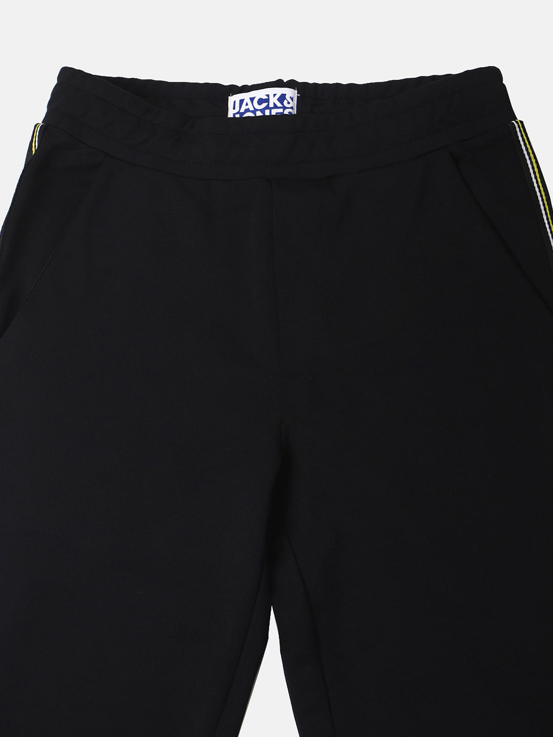 Boys Black Mid Rise Tape Detail Sweatpants