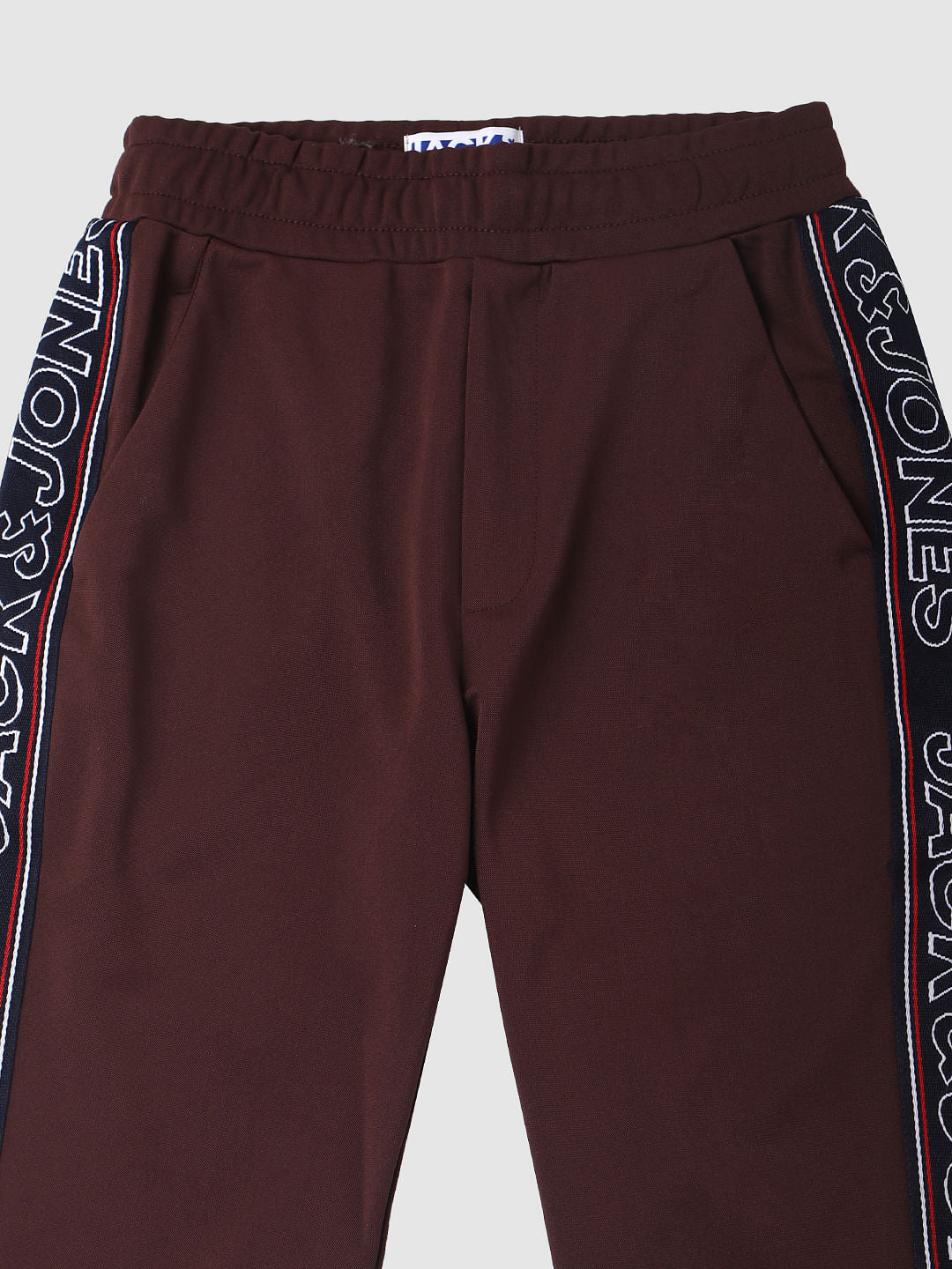 Boys Burgundy Tape Detail Sweatpants