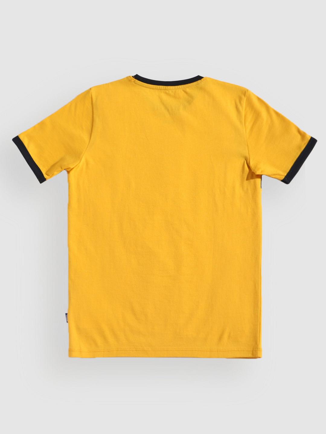Boys Yellow Patch Print Crew Neck T-Shirt