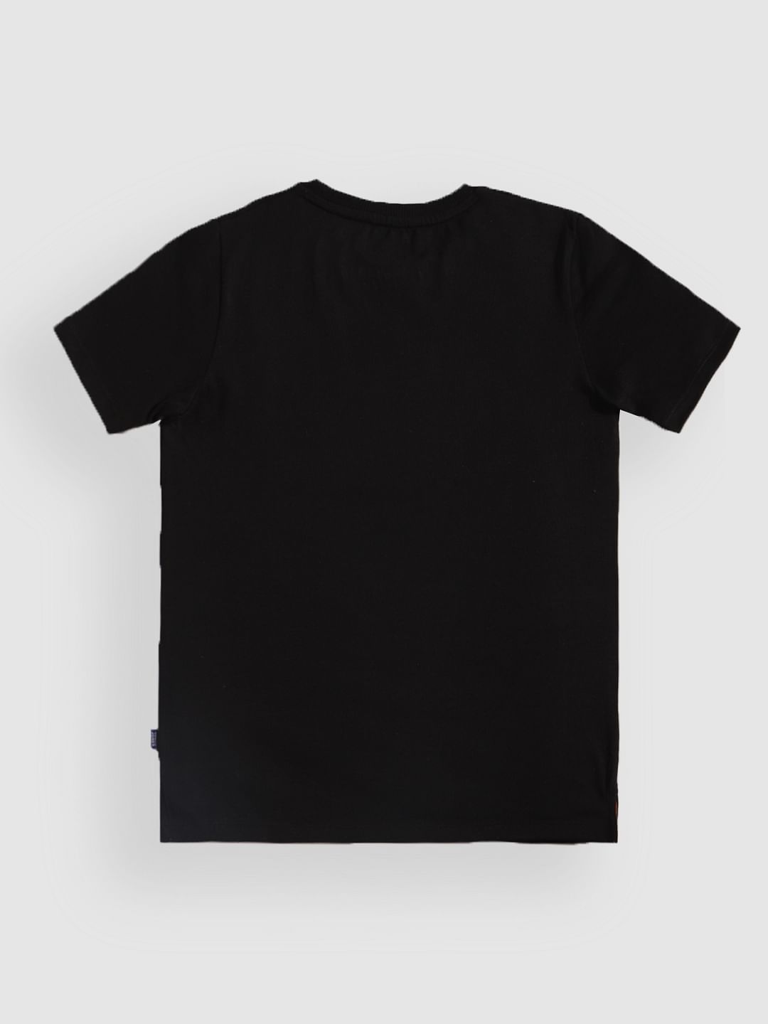 Boys Black Text Print Crew Neck T-Shirt