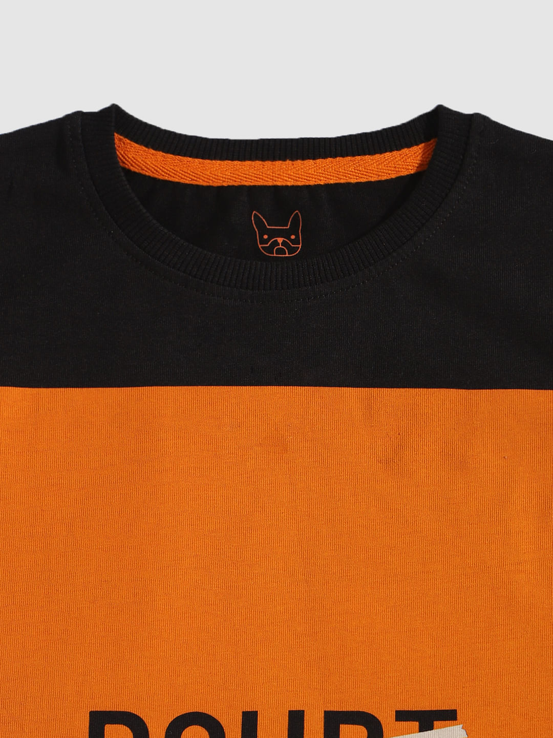 Boys Black Text Print Crew Neck T-Shirt