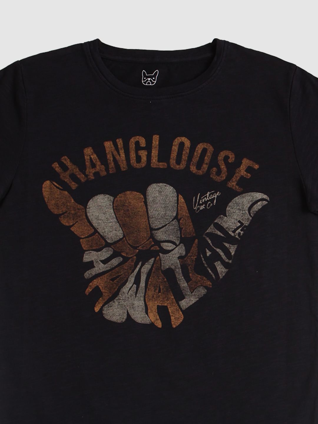 Boys Black Handloose Print Crew Neck T-Shirt