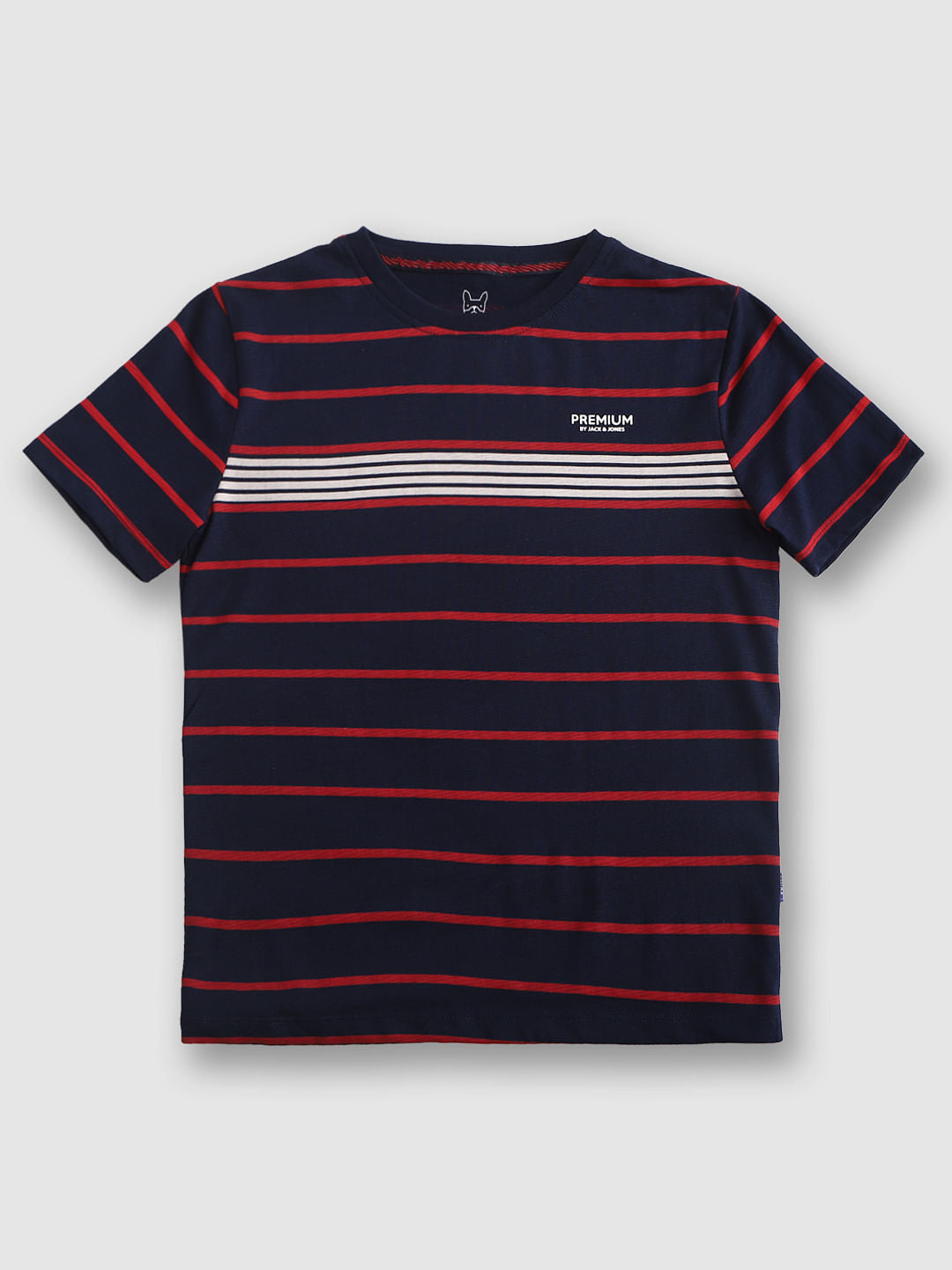 Blue Striped Crew Neck T-shirt