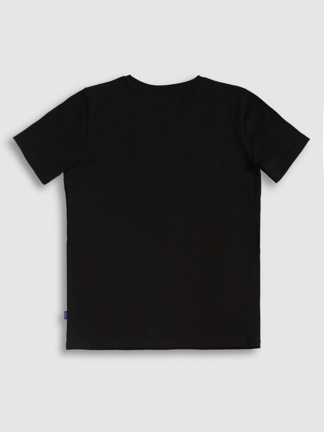 Boys Black Camo Patch Crew Neck T-Shirt