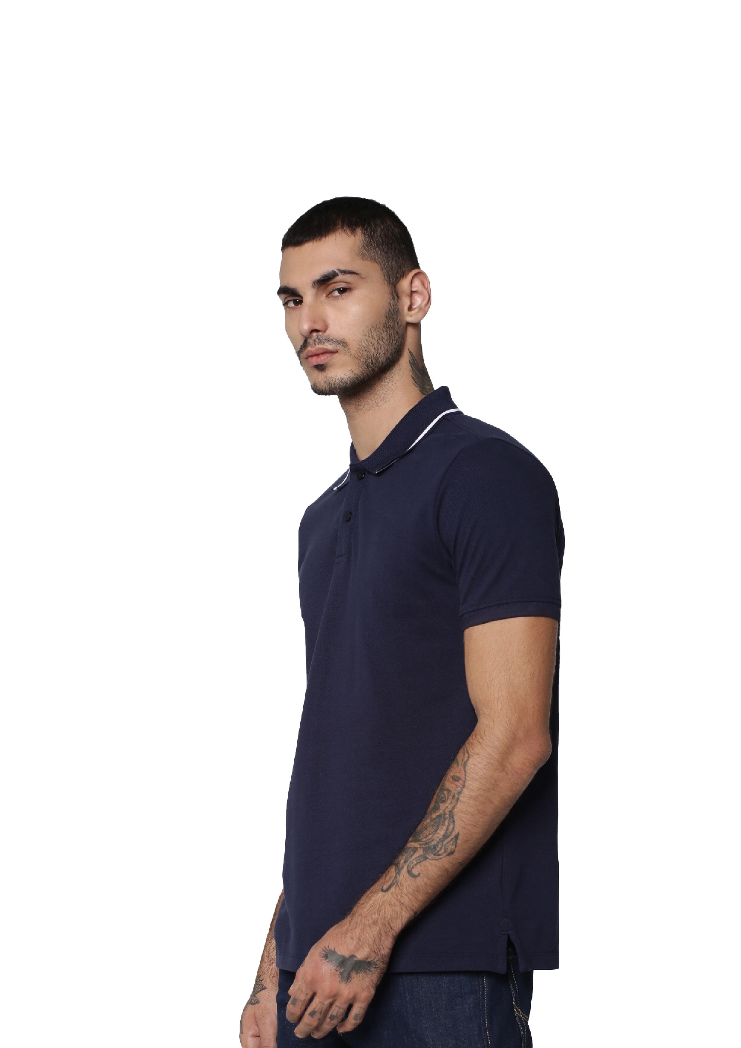 Navy Cotton Cool Max Polo