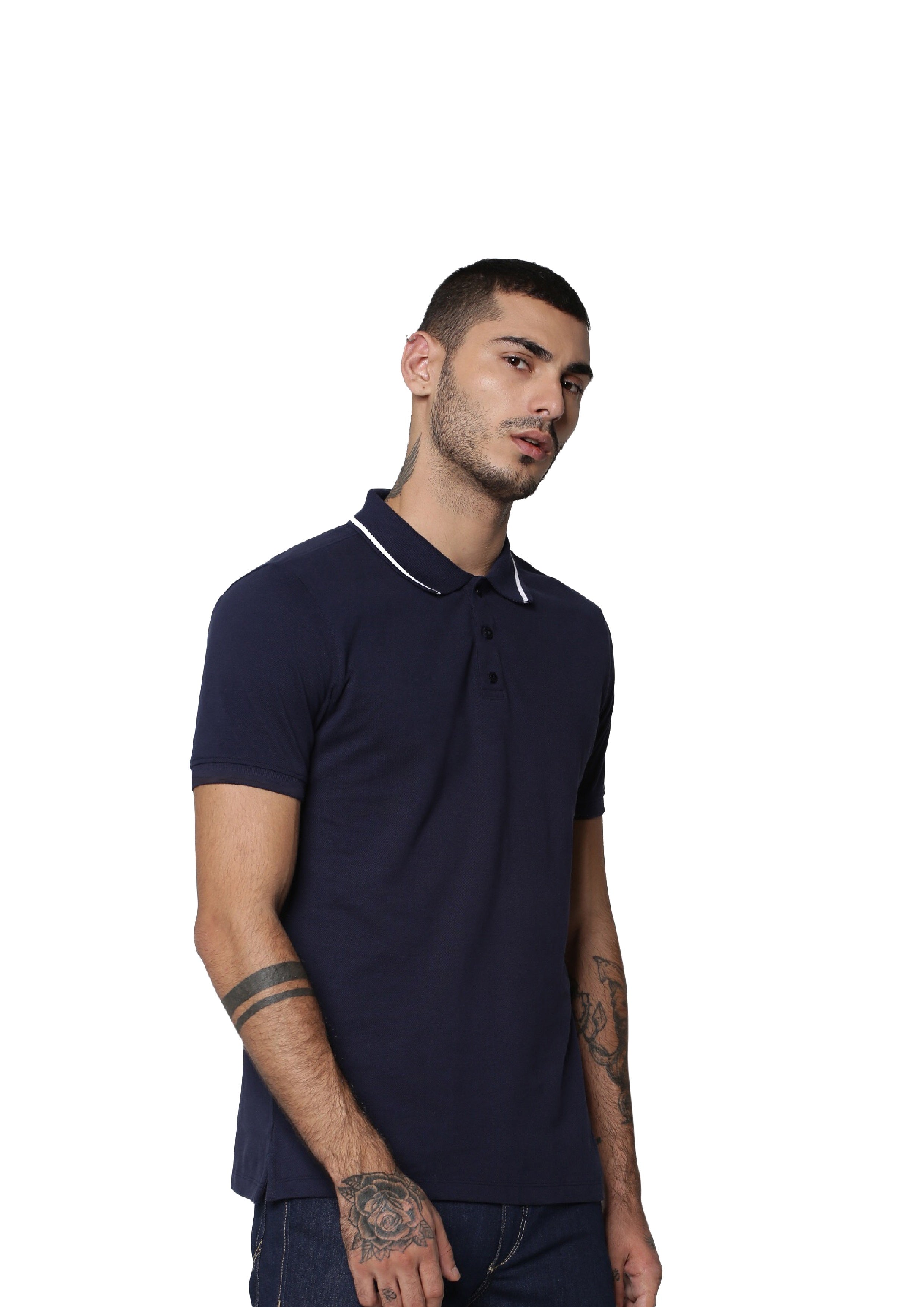 Navy Cotton Cool Max Polo