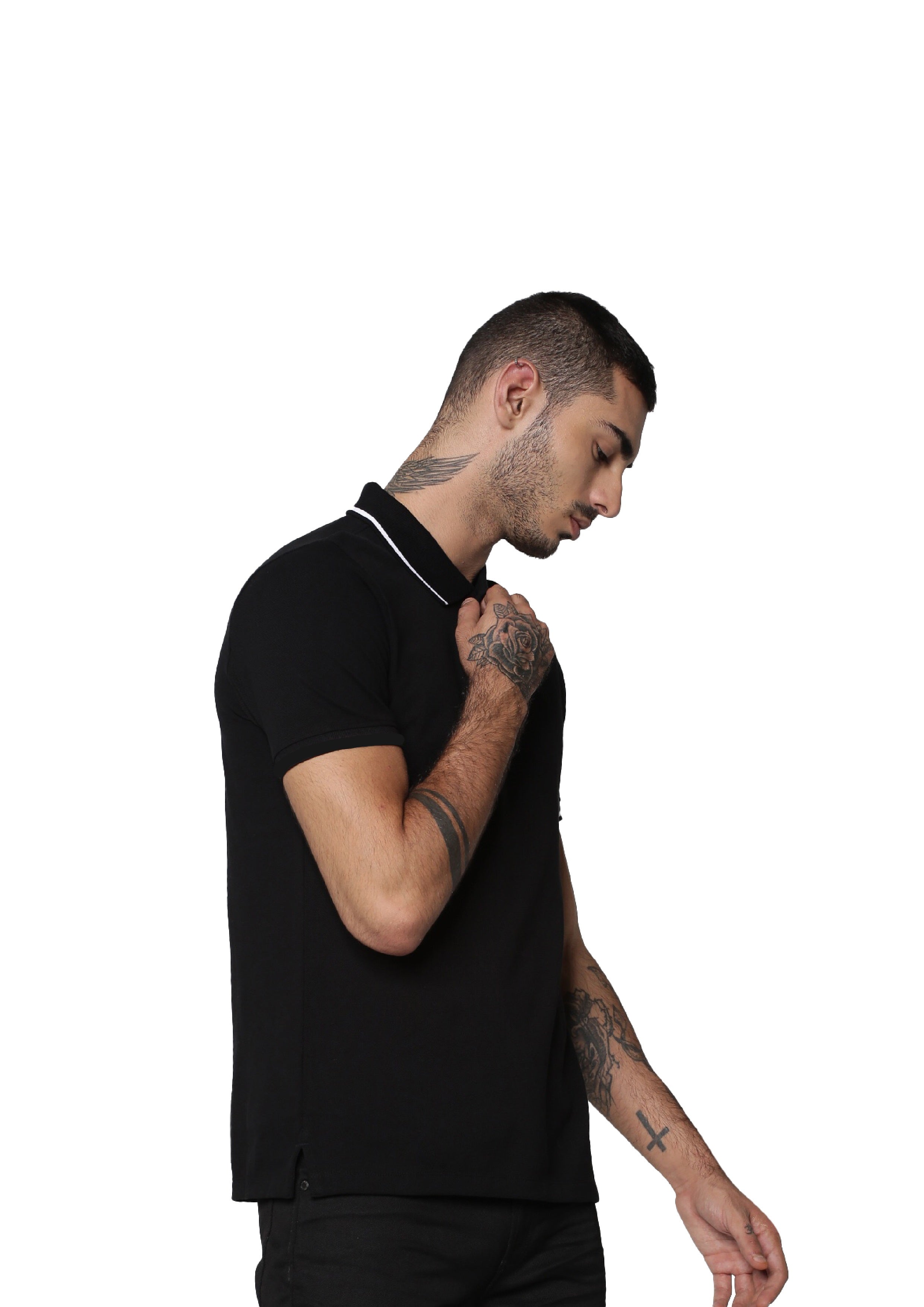 Black Contrast Tipping Cool Max Polo
