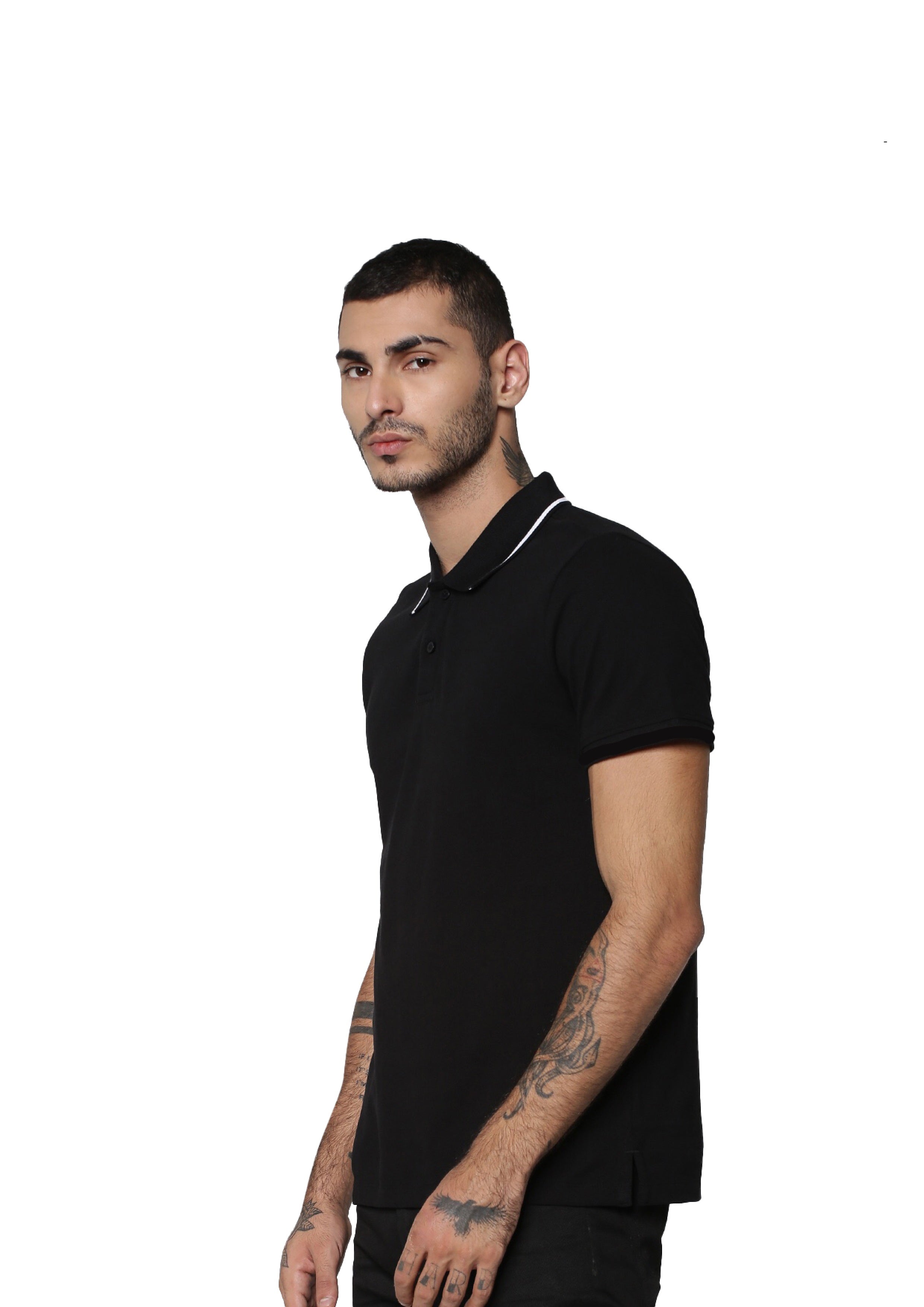 Black Contrast Tipping Cool Max Polo
