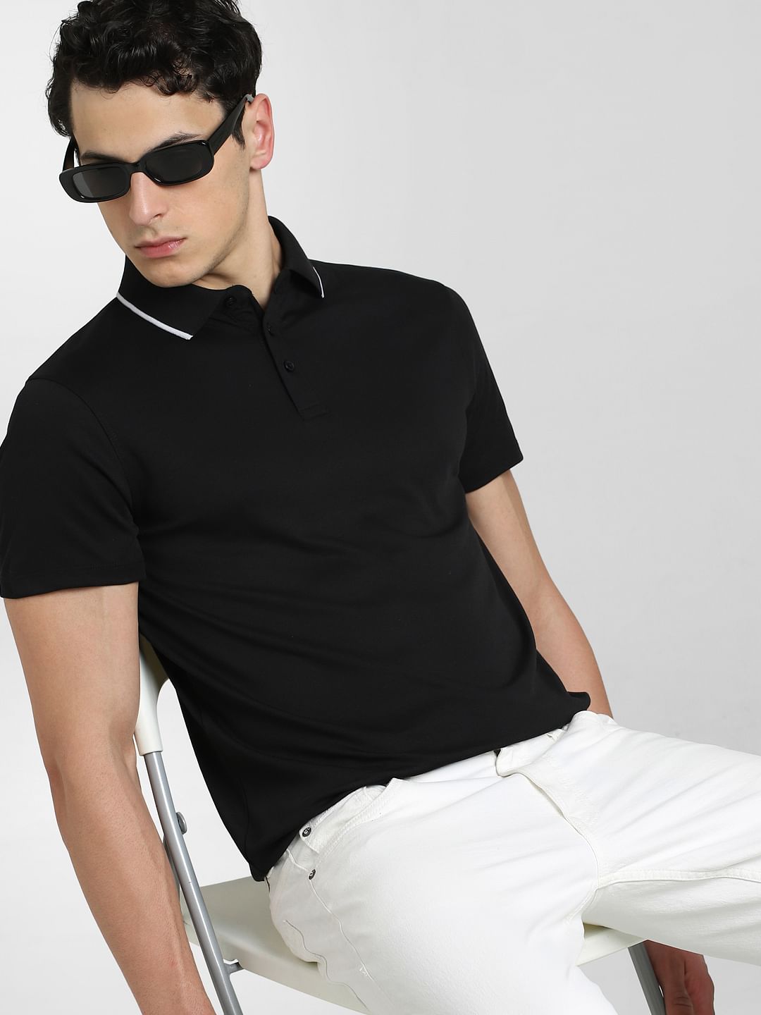 Black Contrast Tipping Cool Max Polo