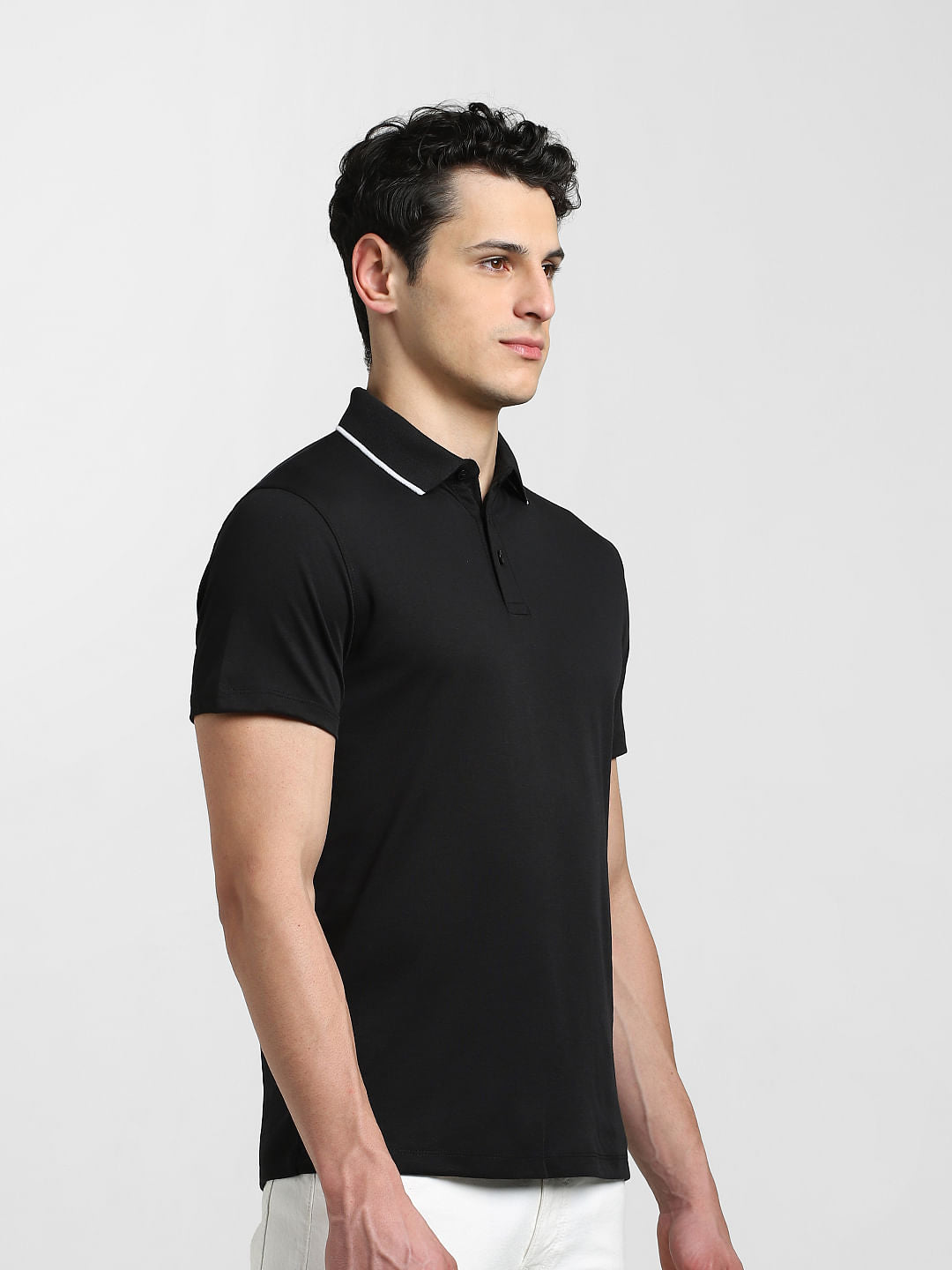 Black Contrast Tipping Cool Max Polo