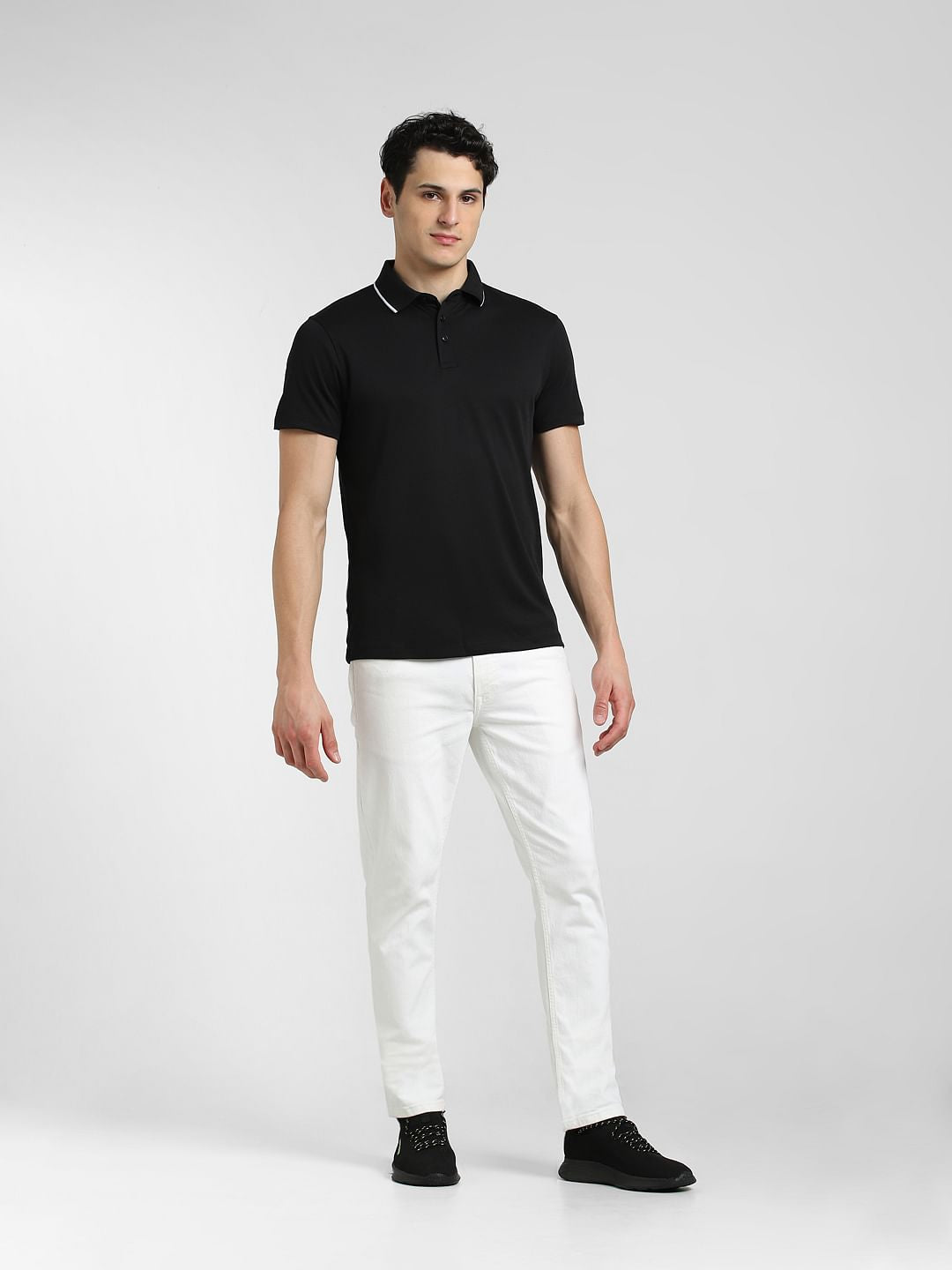 Black Contrast Tipping Cool Max Polo