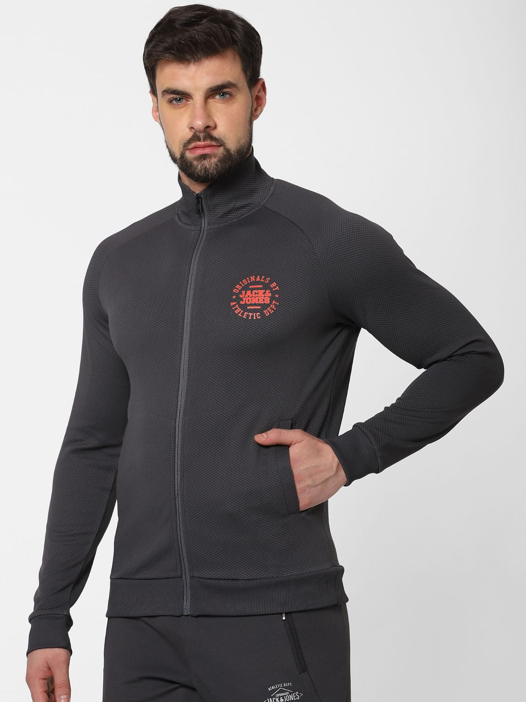 Dark Grey Zip Up Sweatshirt